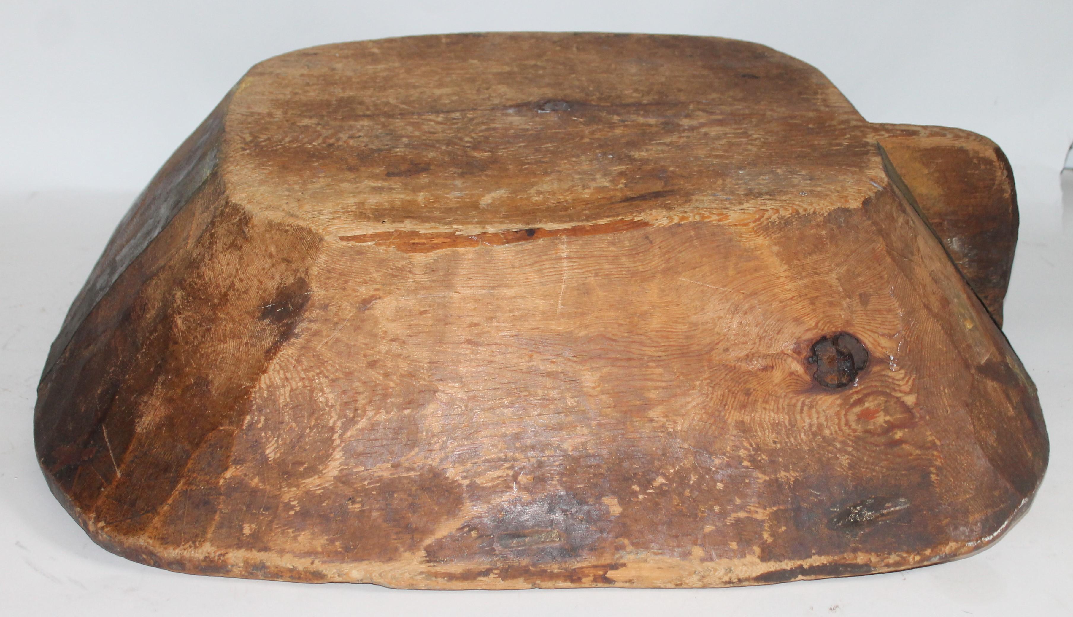American 19th Century Carved Wooden Butter Bowl