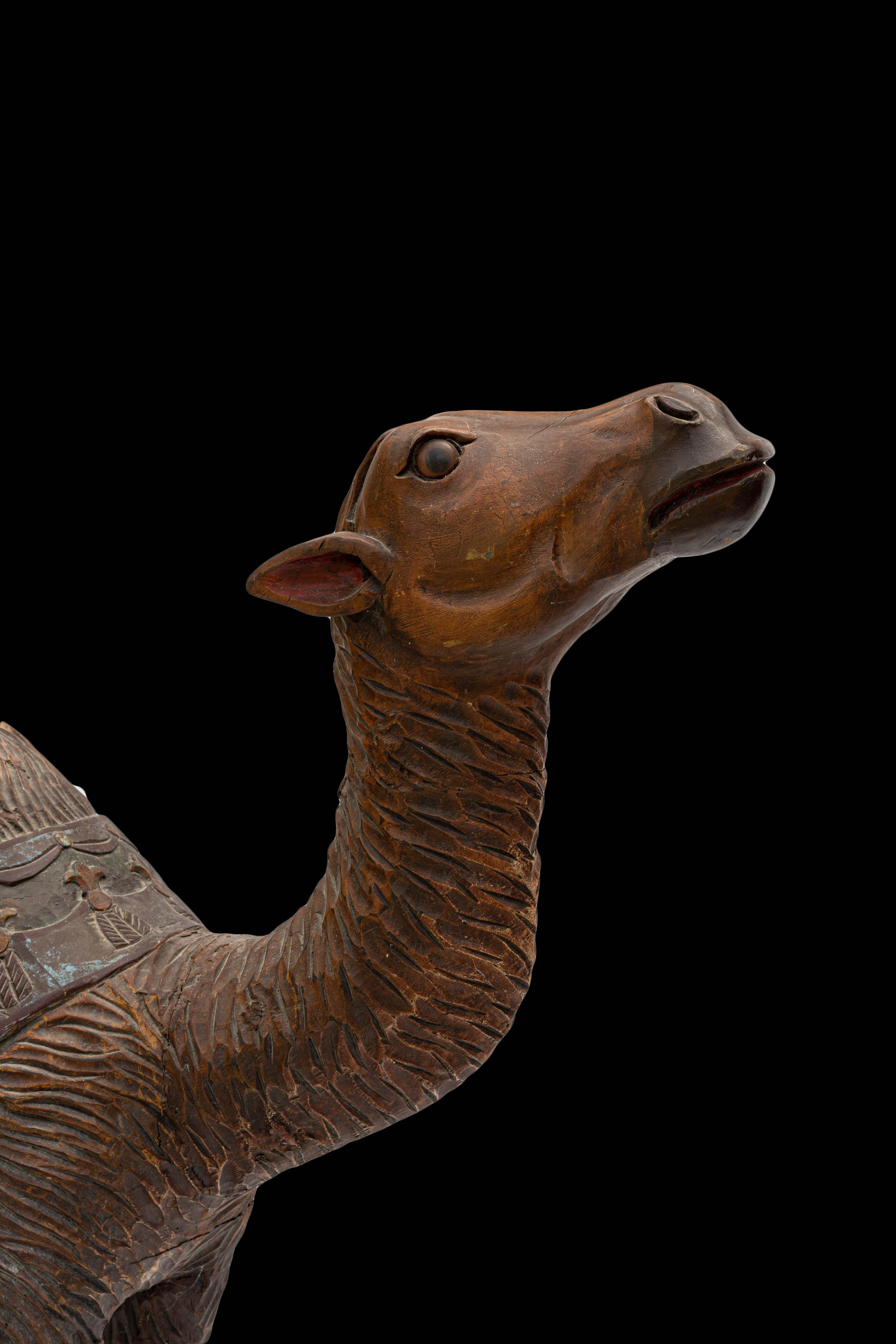 19th Century Carved Wooden Carousal Camel In Good Condition In New York, NY