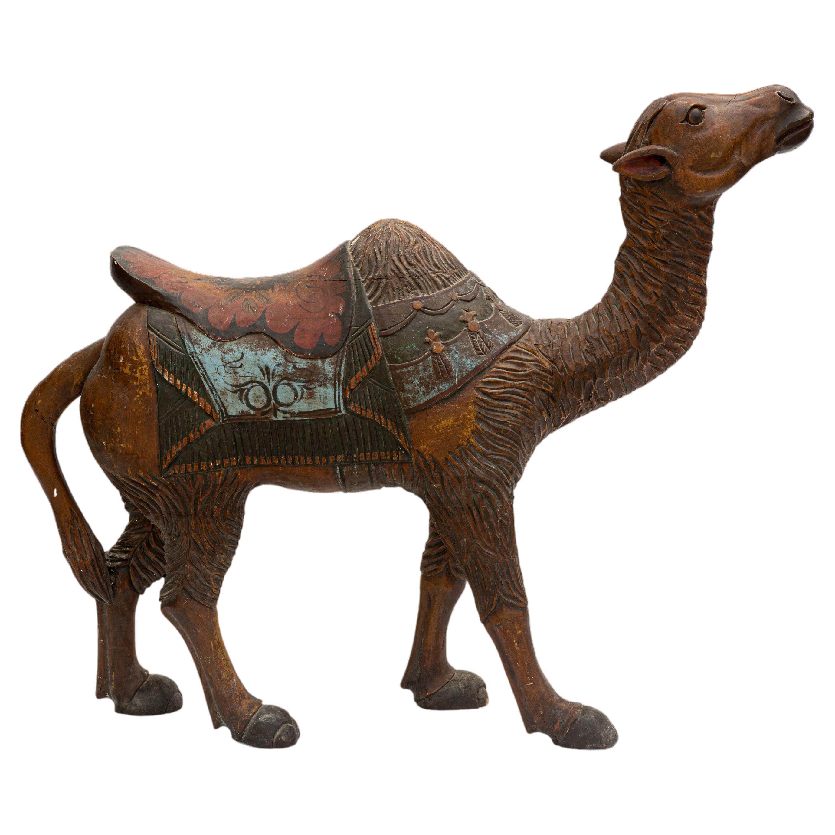 19th Century Carved Wooden Carousal Camel