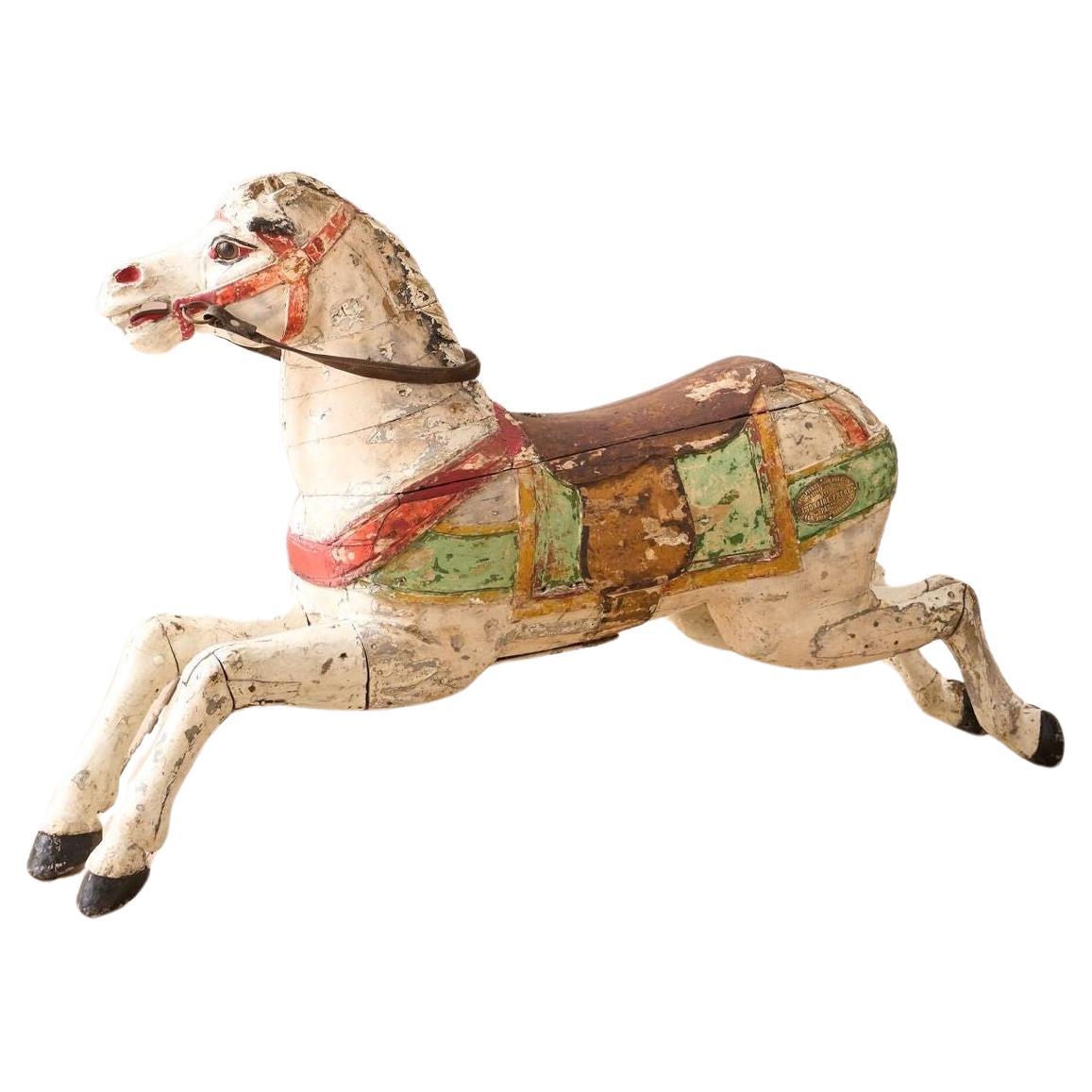 Geschnitztes Fairground-Pferd aus Holz aus dem 19. Jahrhundert von Limonaire Freres Paris