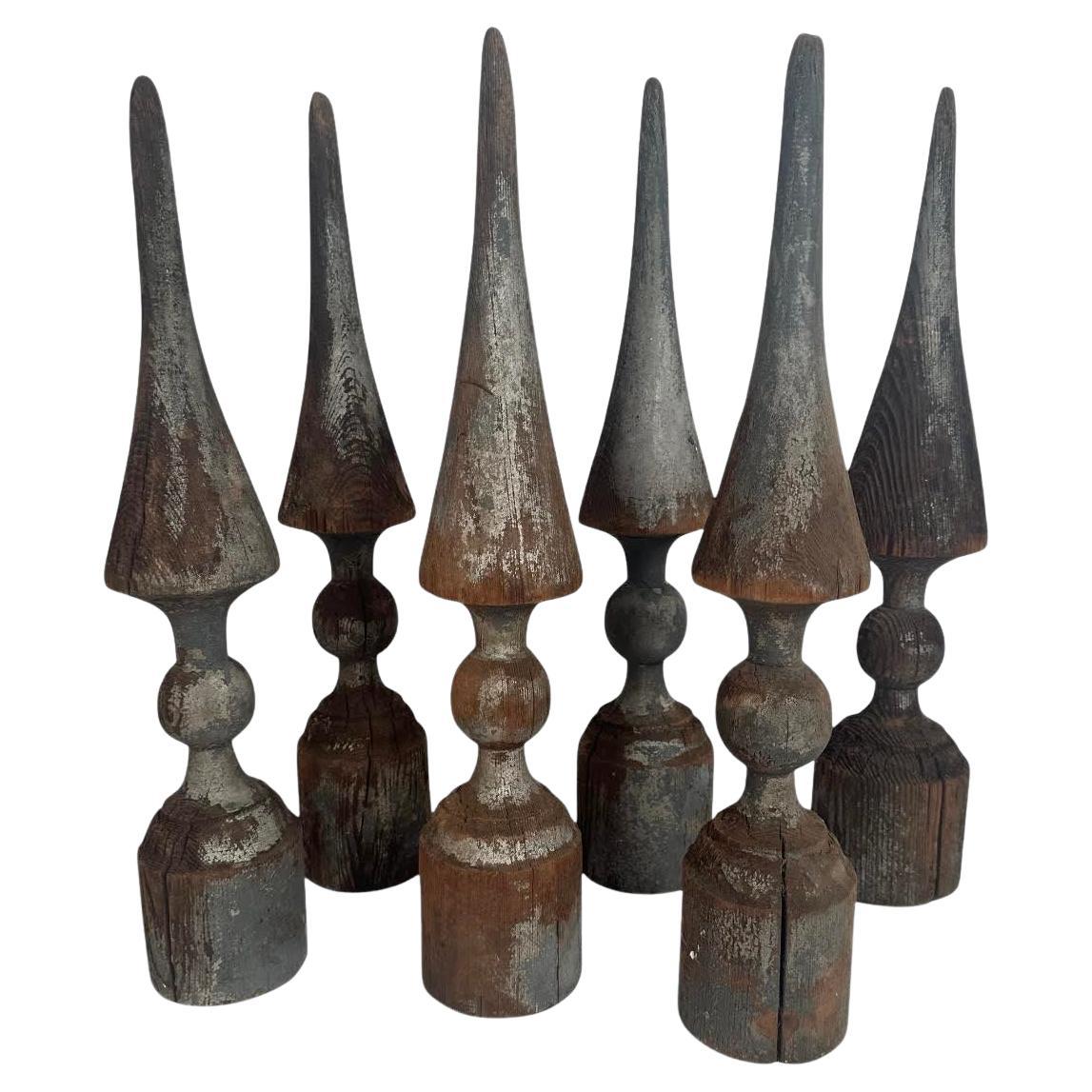19th Century Carved Wooden Finial Collection (6)