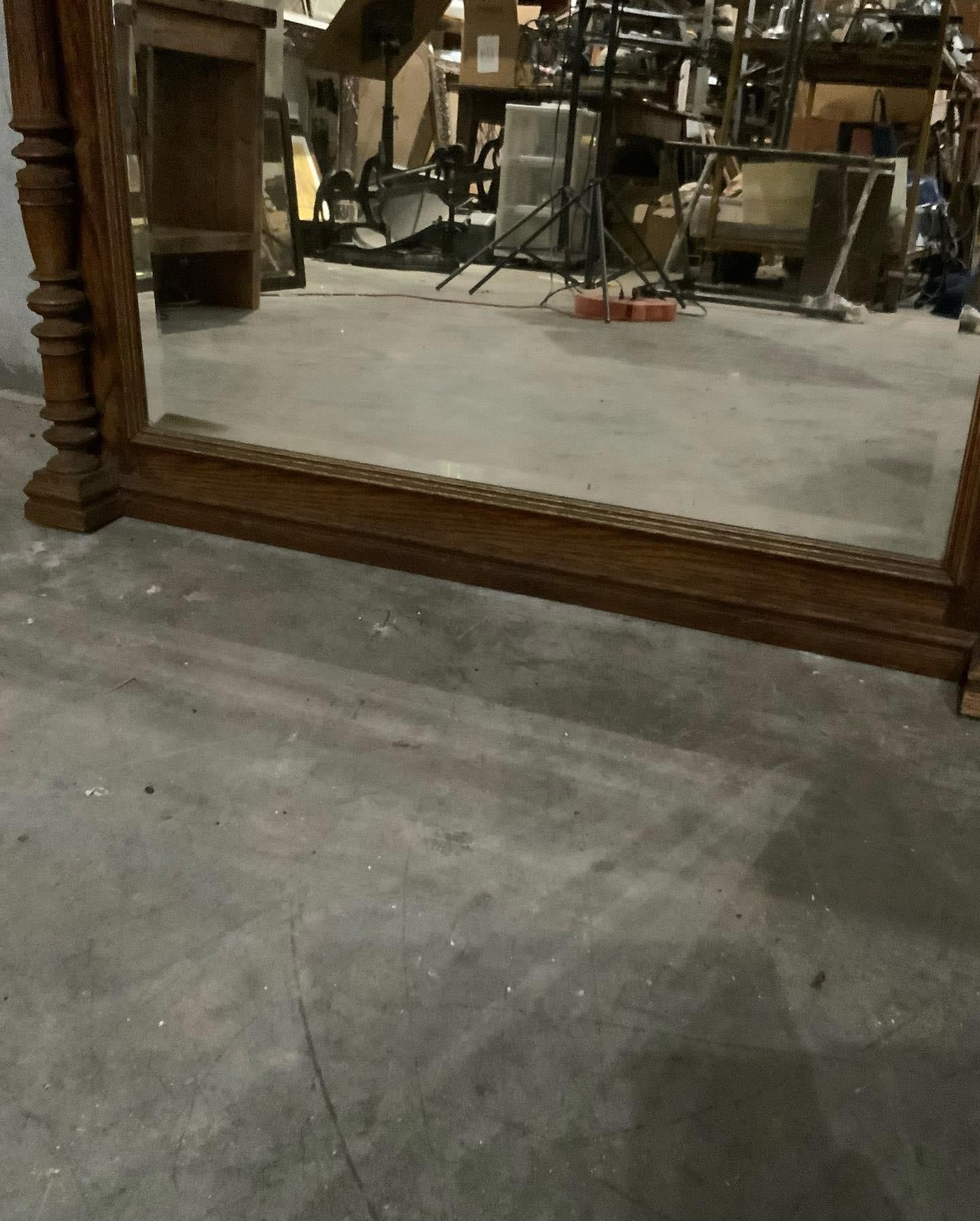 Federal 19th Century Carved Wooden Oak Pier Full-Length Mirror