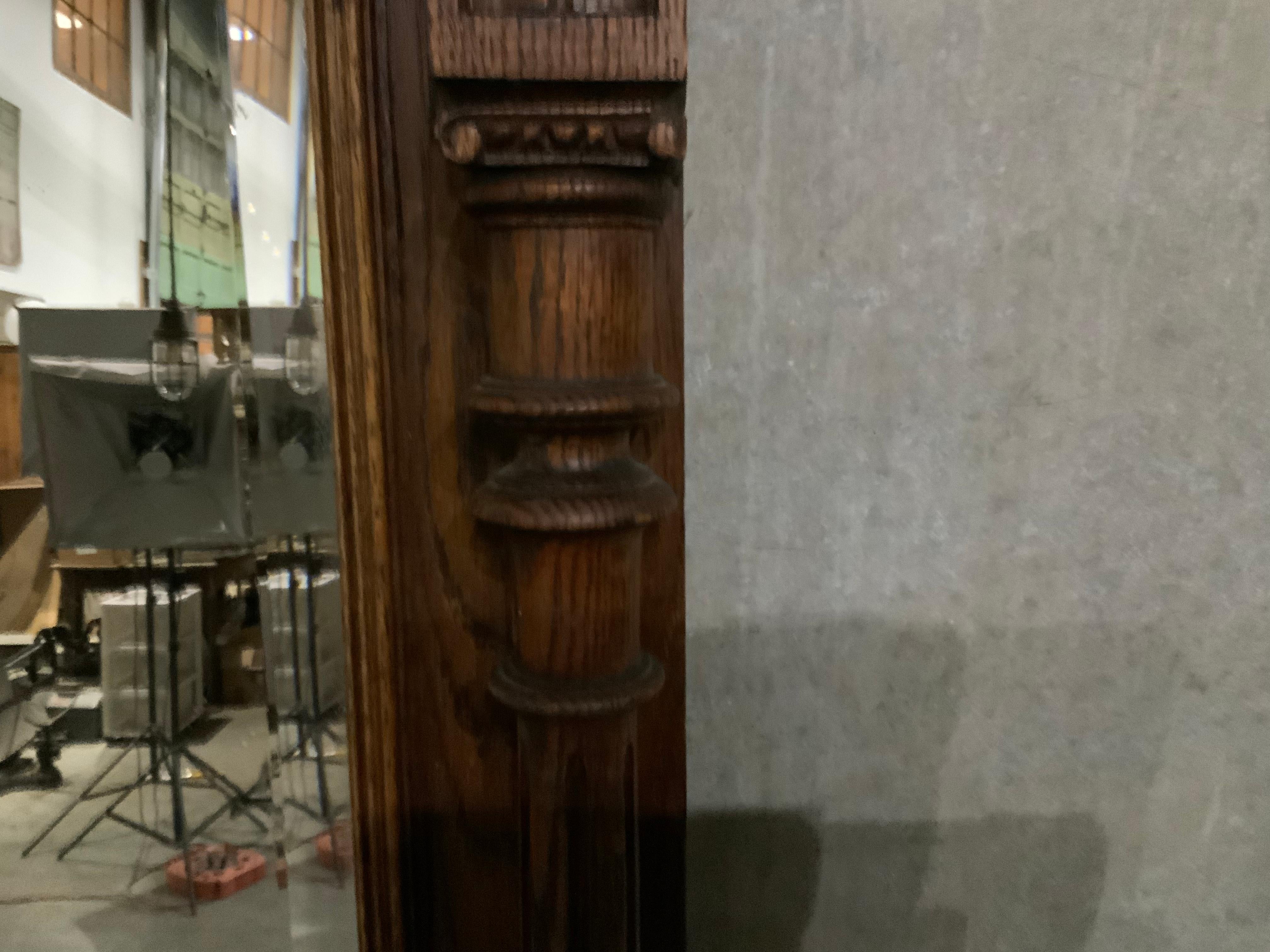 19th Century Carved Wooden Oak Pier Full-Length Mirror 2