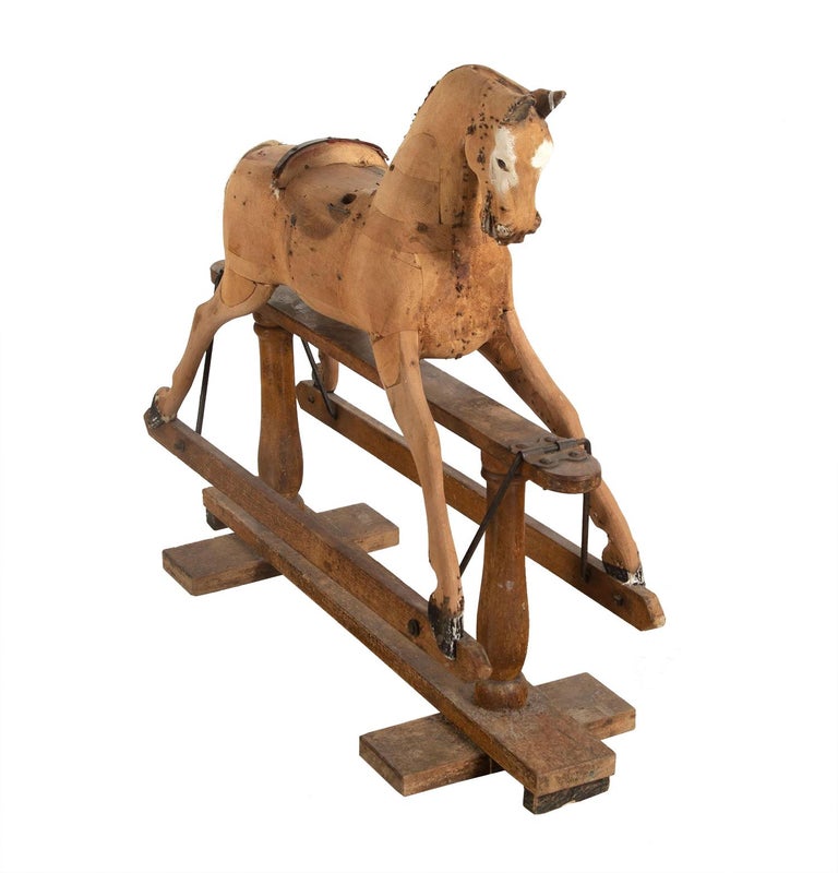 19th Century Carved Wooden Rocking Horse For Sale 1