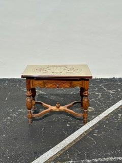 19th Century Carvef Wood Steel Extendable Game Center Desk Table