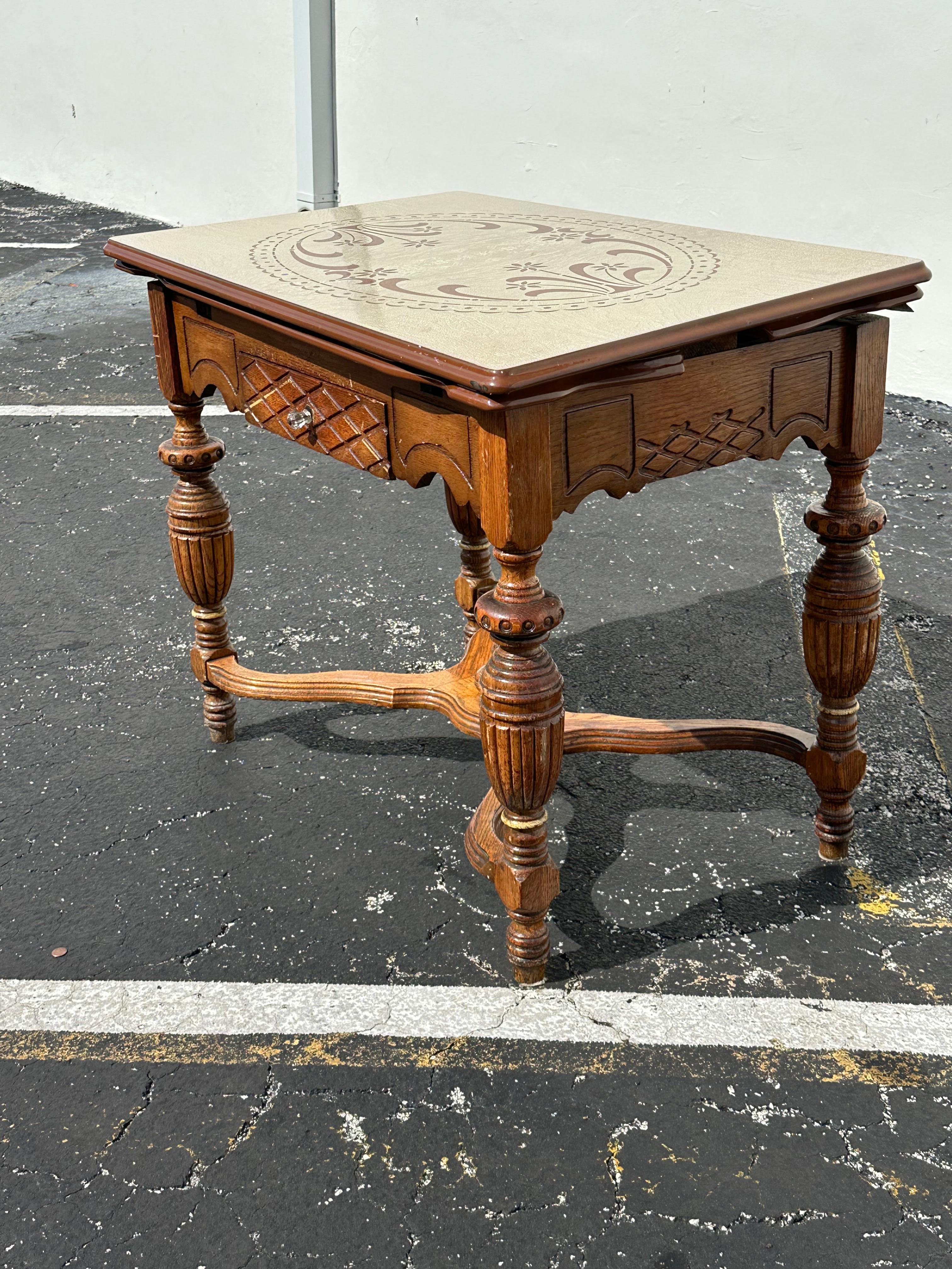 Mesa de Escritorio Extensible de Centro de Juegos de Madera de Acero Carvef del Siglo XIX siglo XIX en venta