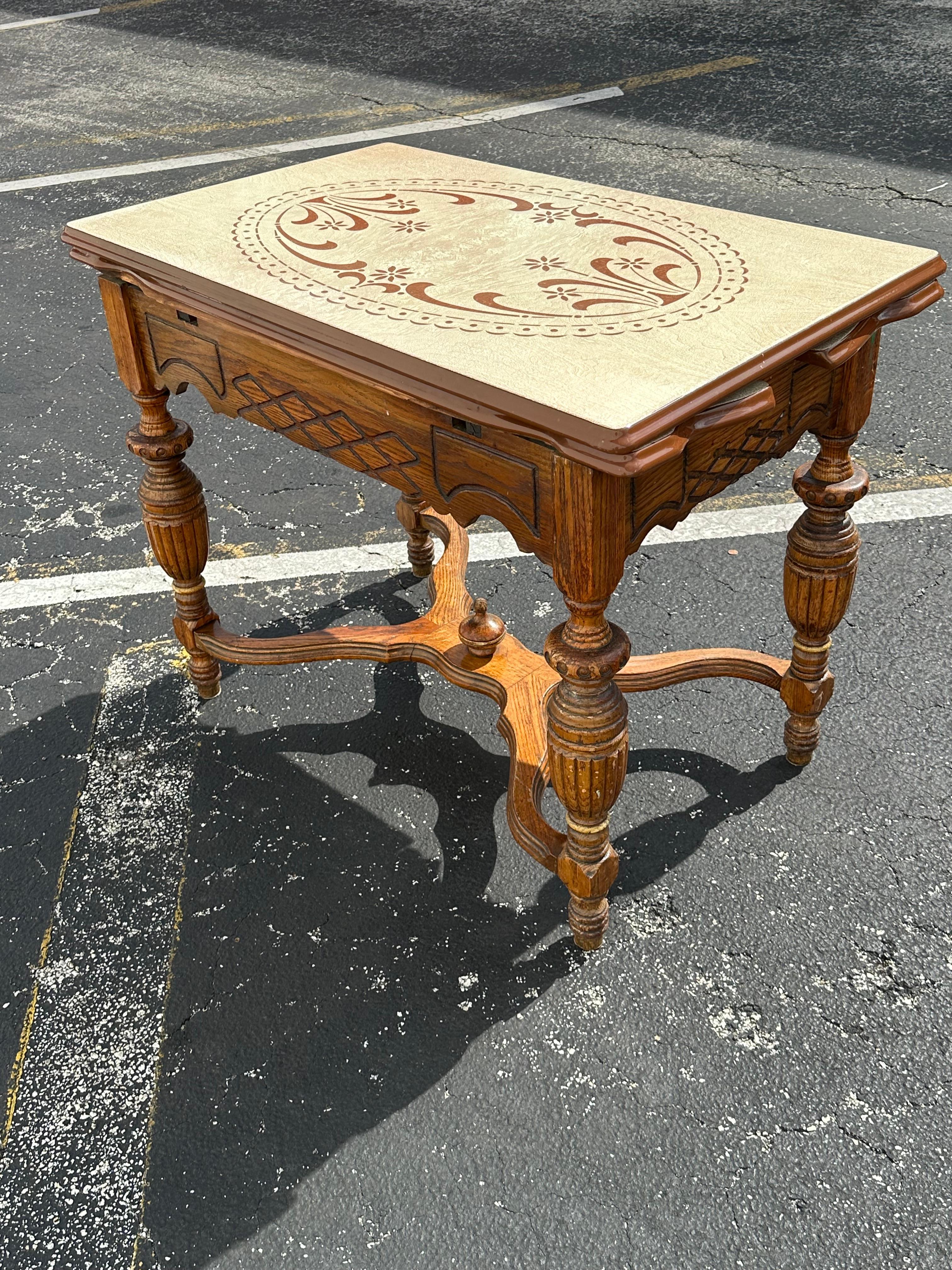 Mesa de Escritorio Extensible de Centro de Juegos de Madera de Acero Carvef del Siglo XIX en venta 3