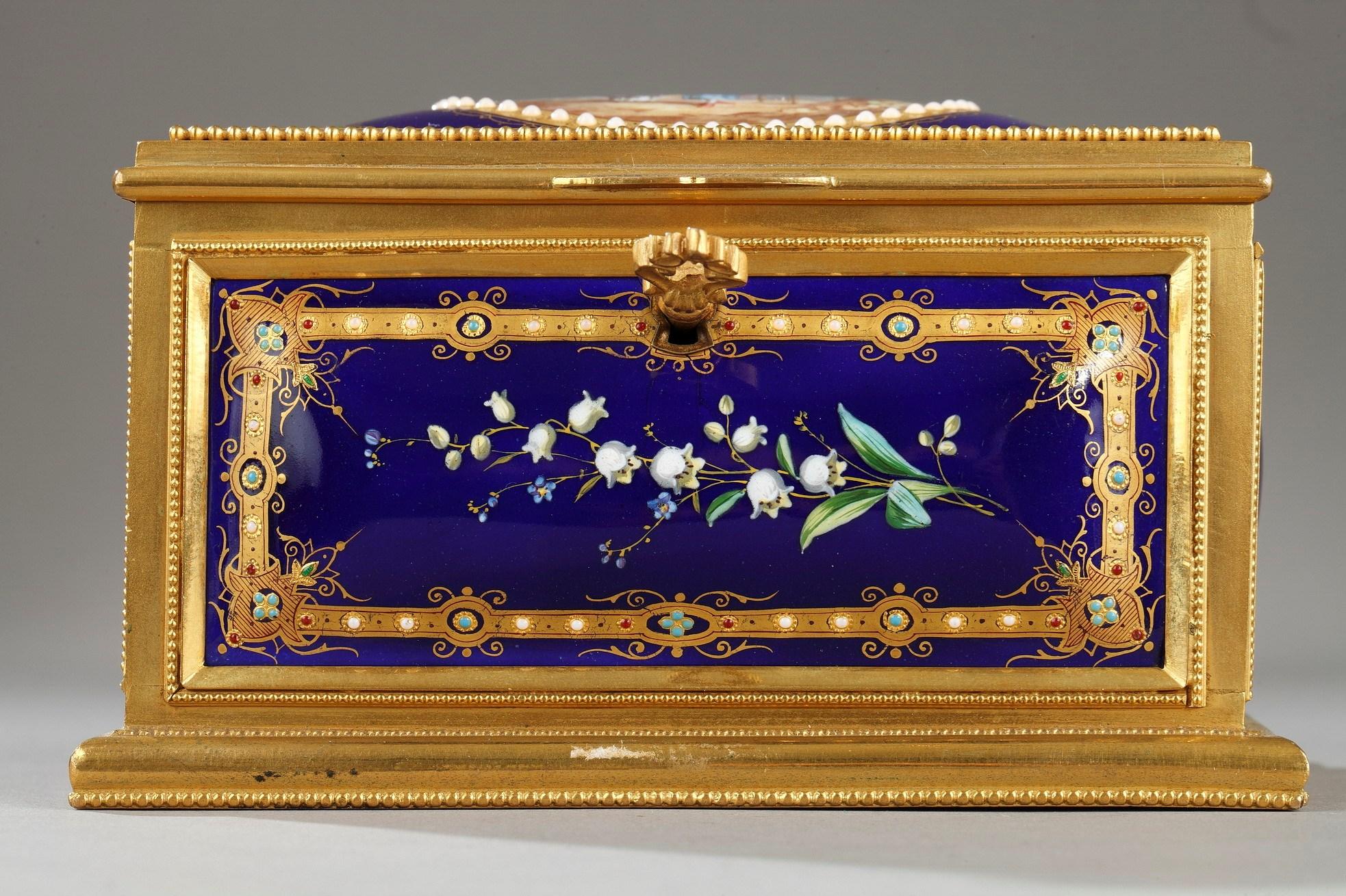 Late 19th Century 19th Century Casket in Enamel and Gilt Bronze Mount, Signed Tahan