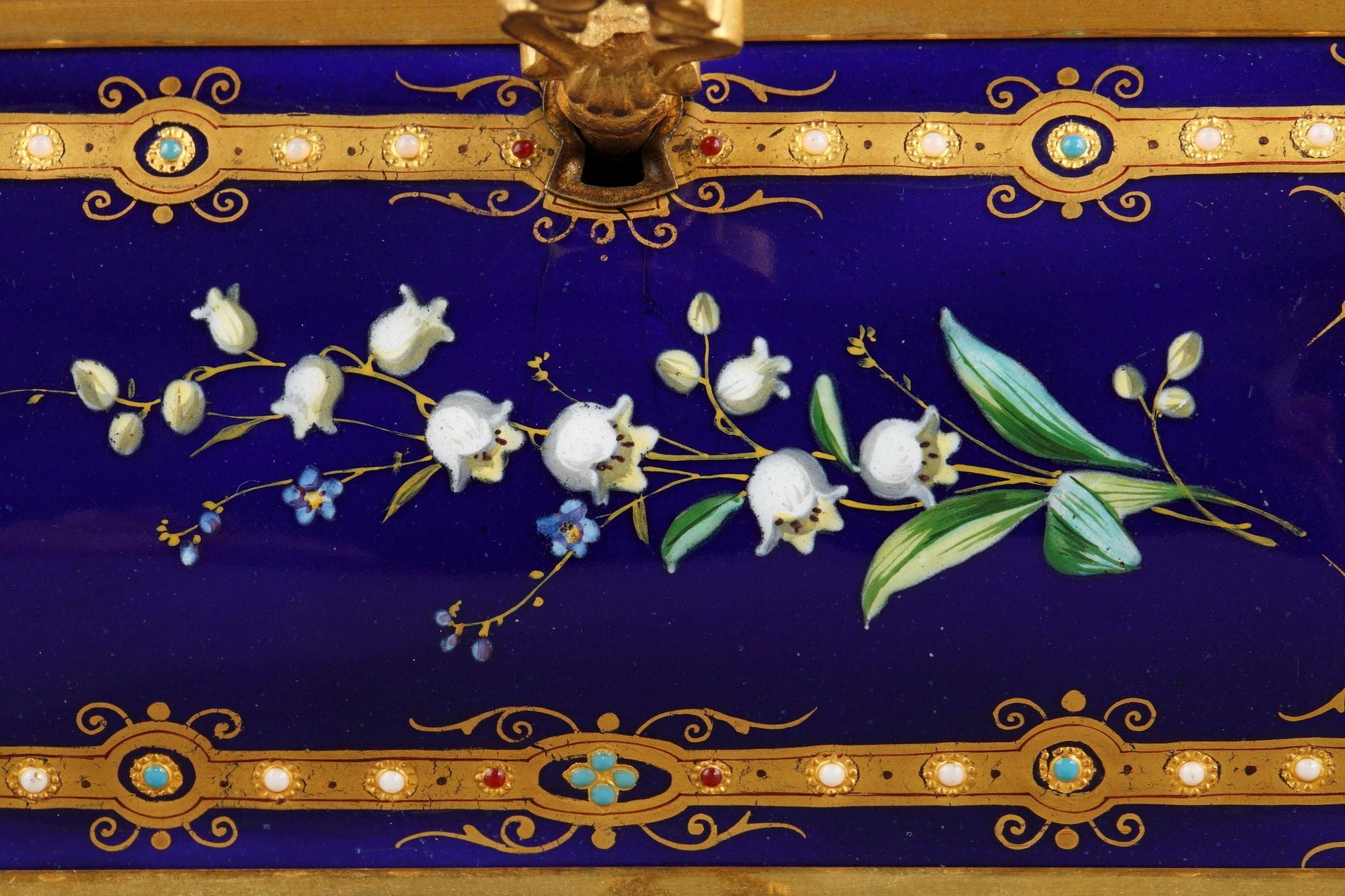 19th Century Casket in Enamel and Gilt Bronze Mount, Signed Tahan 1