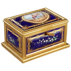 Antique 19th Century Casket in Enamel and Gilt Bronze Mount, Signed Tahan