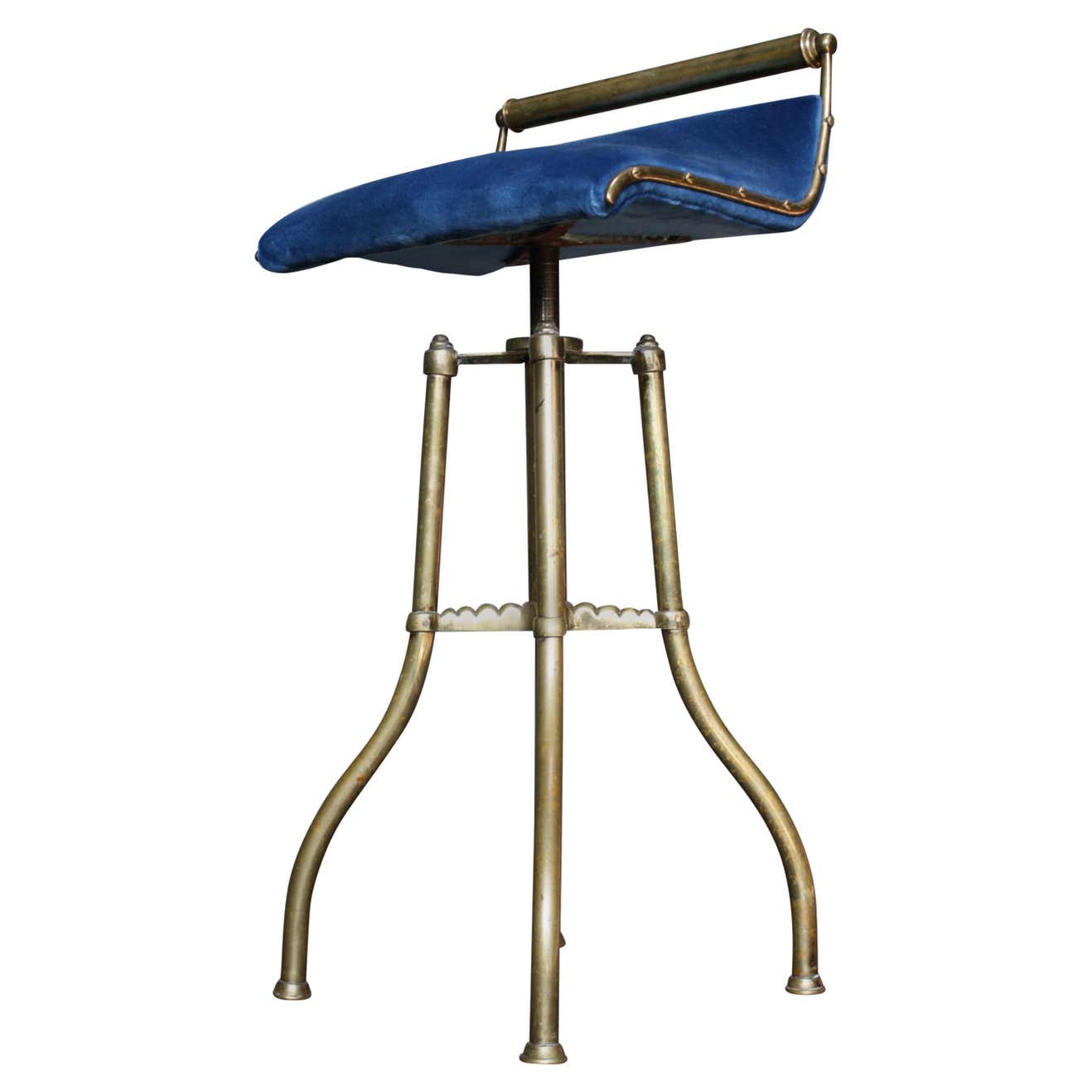 19th Century Cast and Tubular Brass Adjustable Velvet Music Cello Stool ...