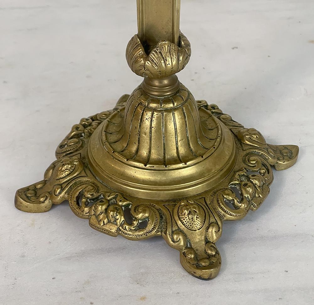 19th Century Cast Brass Crucifix with Pair of Matching Candlesticks 2
