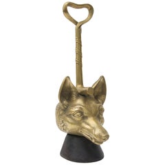 Fermaporta a forma di volpe in ottone fuso del XIX secolo