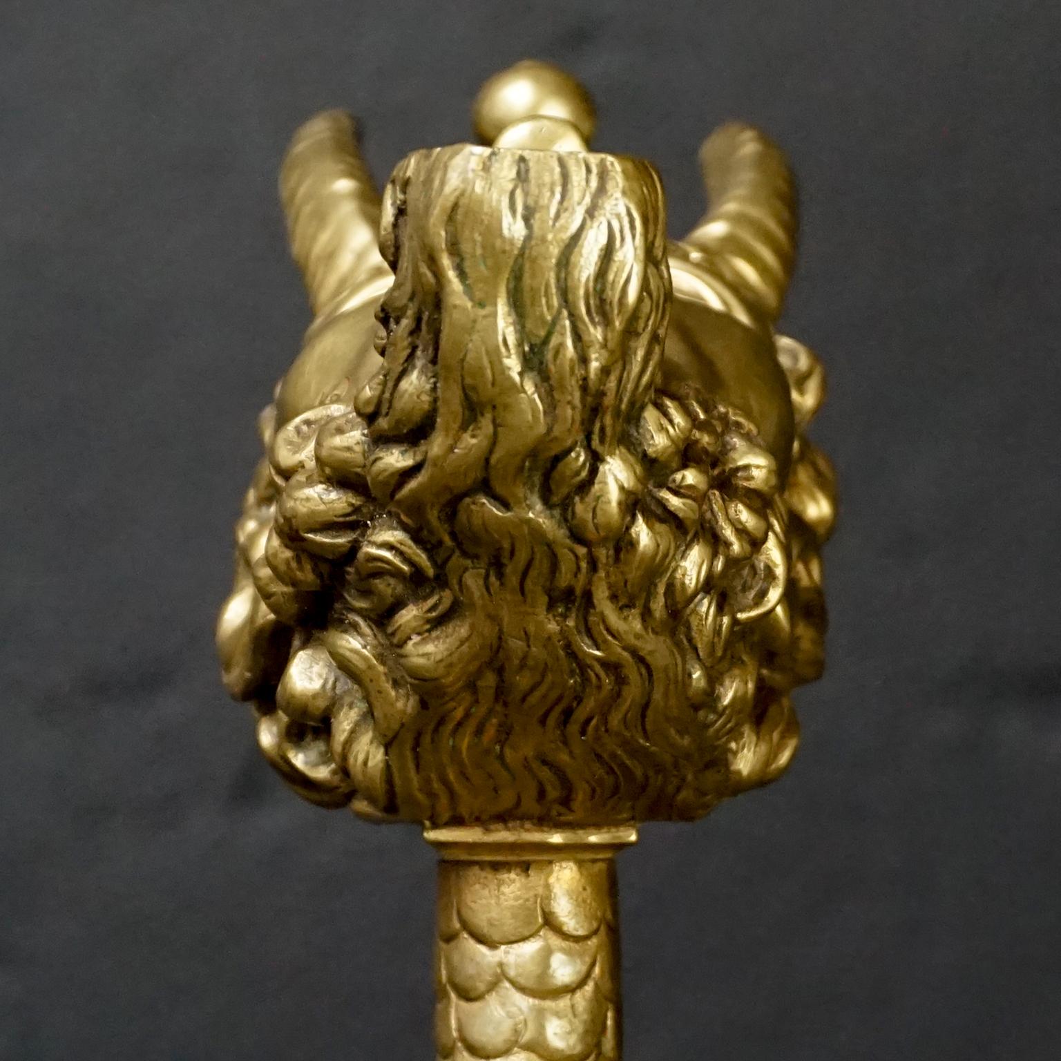 19th Century Cast Brass Tabletop Cigar Lighter Satyr on Birds Talon 5