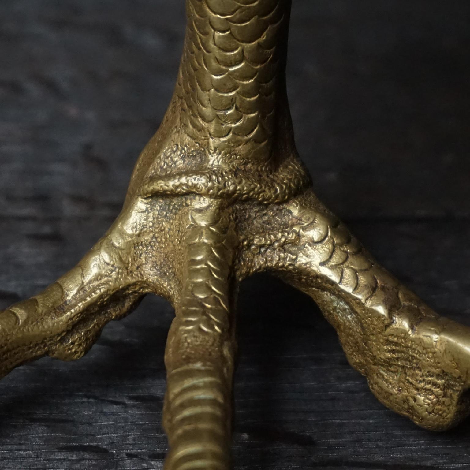 French 19th Century Cast Brass Tabletop Cigar Lighter Satyr on Birds Talon