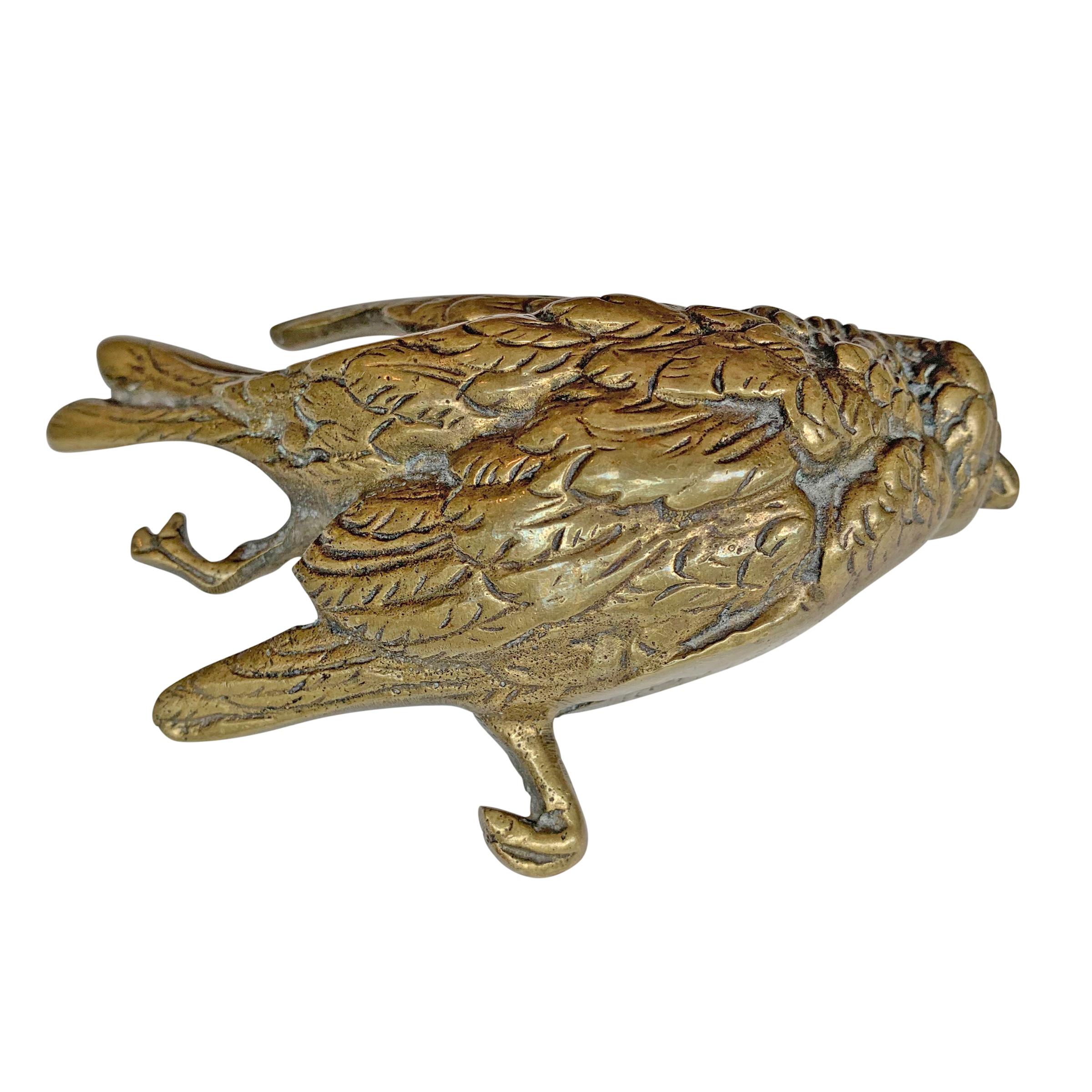 A fantastic and macabre 19th century English cast bronze dead sparrow objet d'art. In Victorian England dead sparrows were a reminder of one's mortality and to live a just and honest life. These beliefs ultimately led dead birds to symbolize good