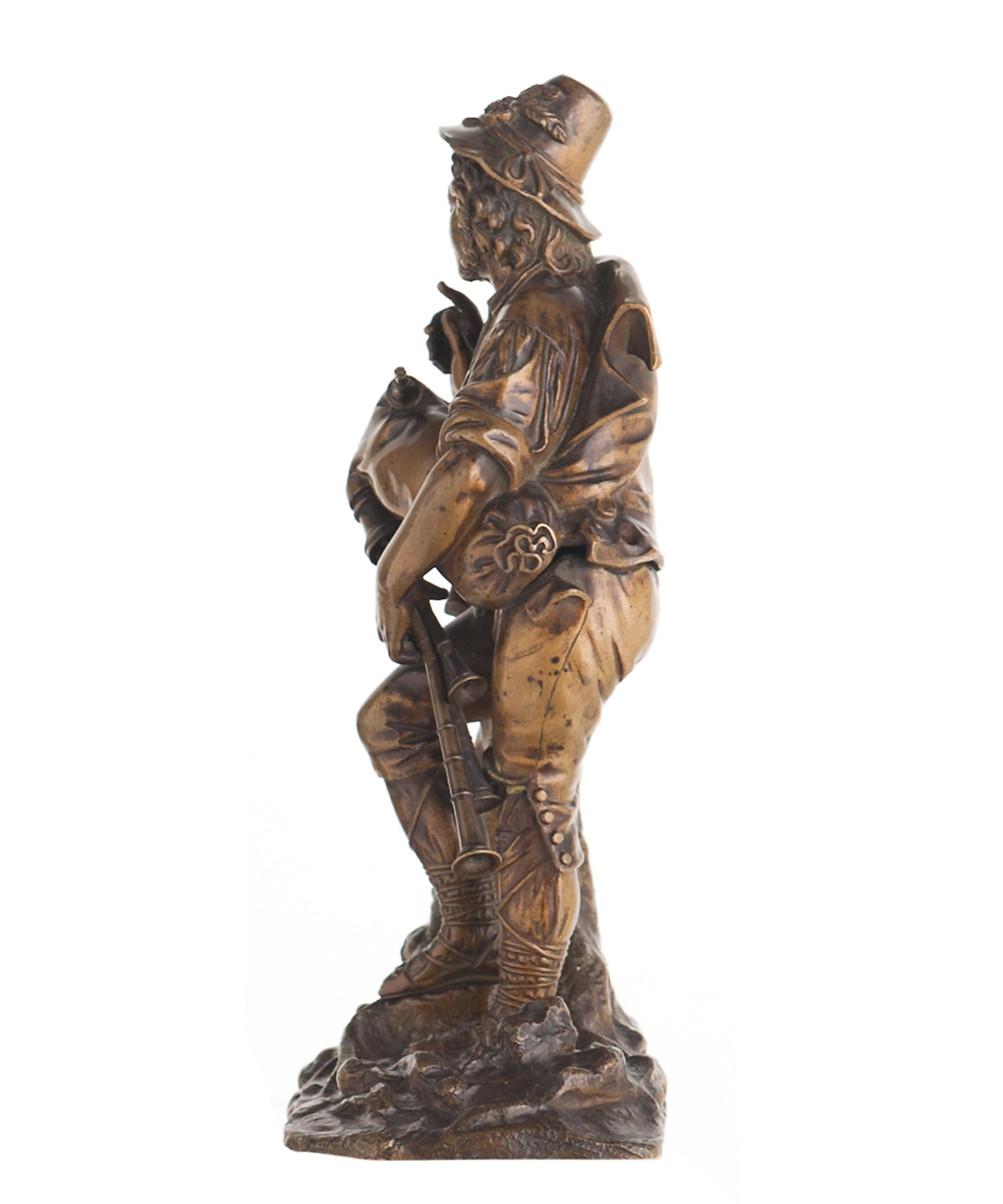 Napoleon III 19th Century Cast Bronze of a Dancing Bagpiper For Sale