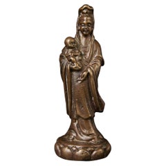 19th Century Cast Bronze Quan Yin Sculpture, Chinese Art, Small Size