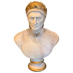 19th Century Cast and Gilt Plaster Portrait Bust of Dante Alighieri