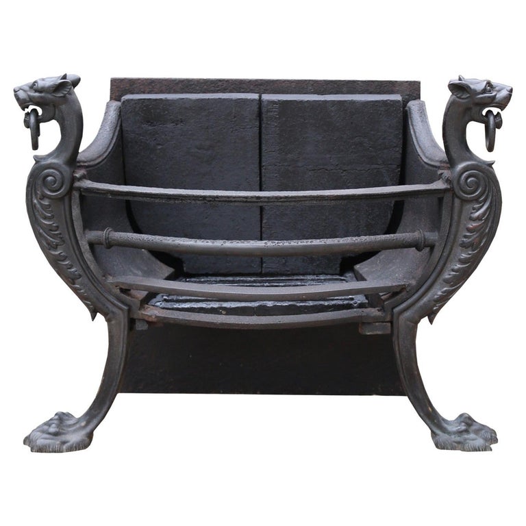 19th Century Cast Iron and Bronze Fire Grate For Sale at 1stDibs