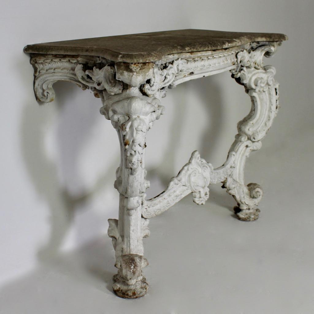 Baroque 19th Century Cast Iron and Marble Console Table by James Yates of Rotherham