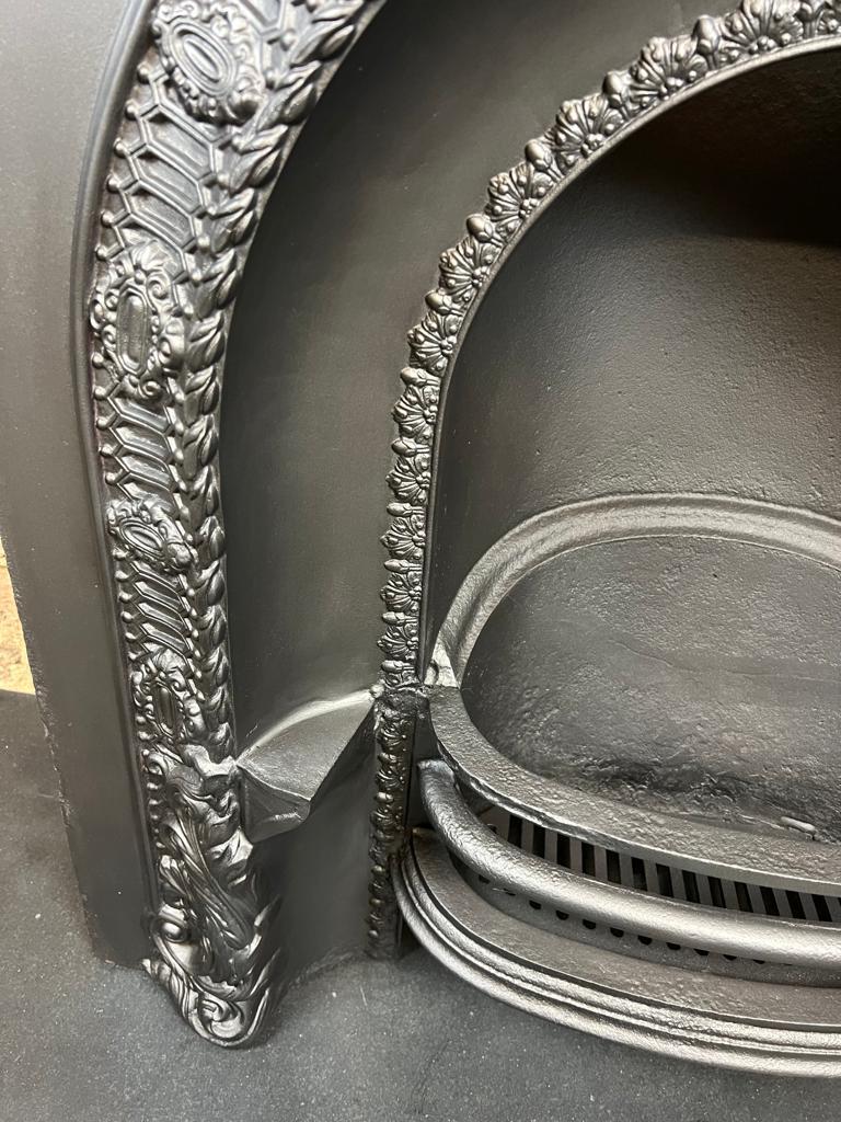 Blackened 19th Century Cast-iron Arch Fireplace Insert  For Sale