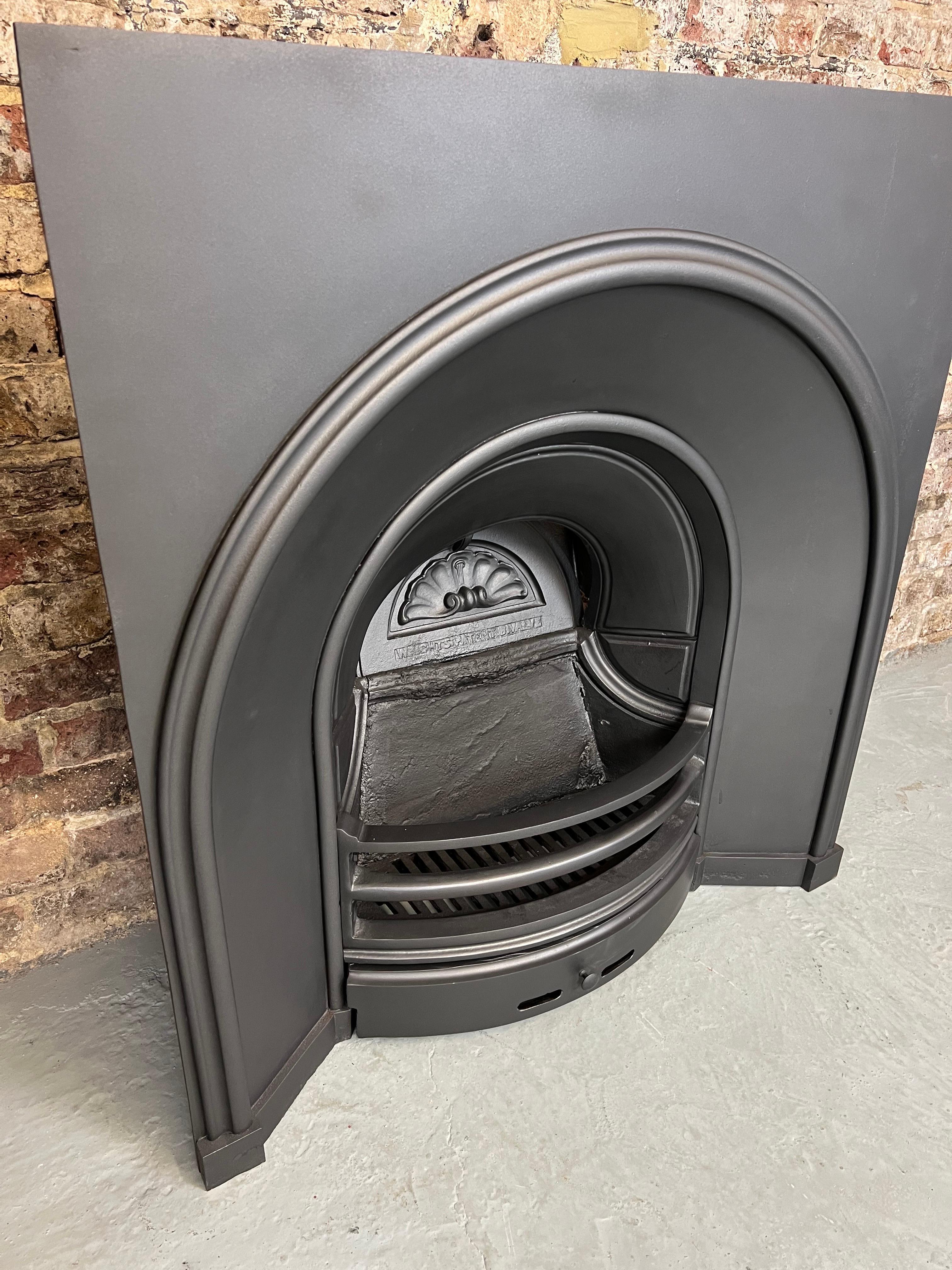 Blackened 19th Century Cast-iron Arched Fireplace Insert