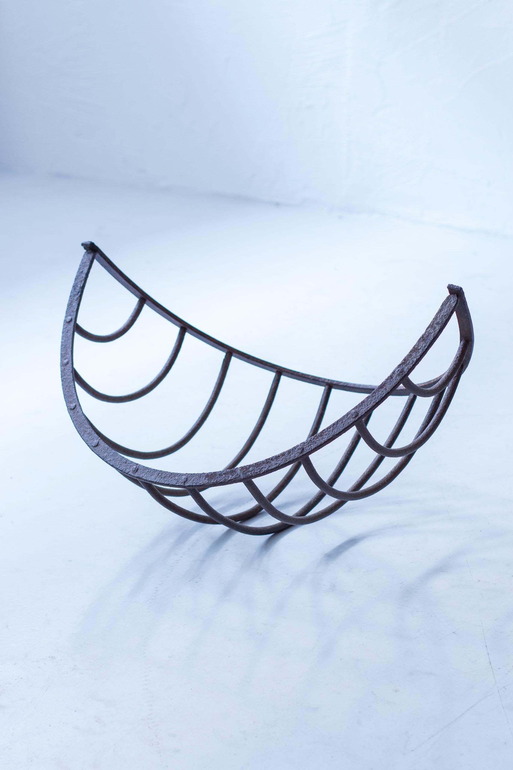 Scandinavian Modern 19th century Cast iron basket or sculpture, ready made. graphic For Sale