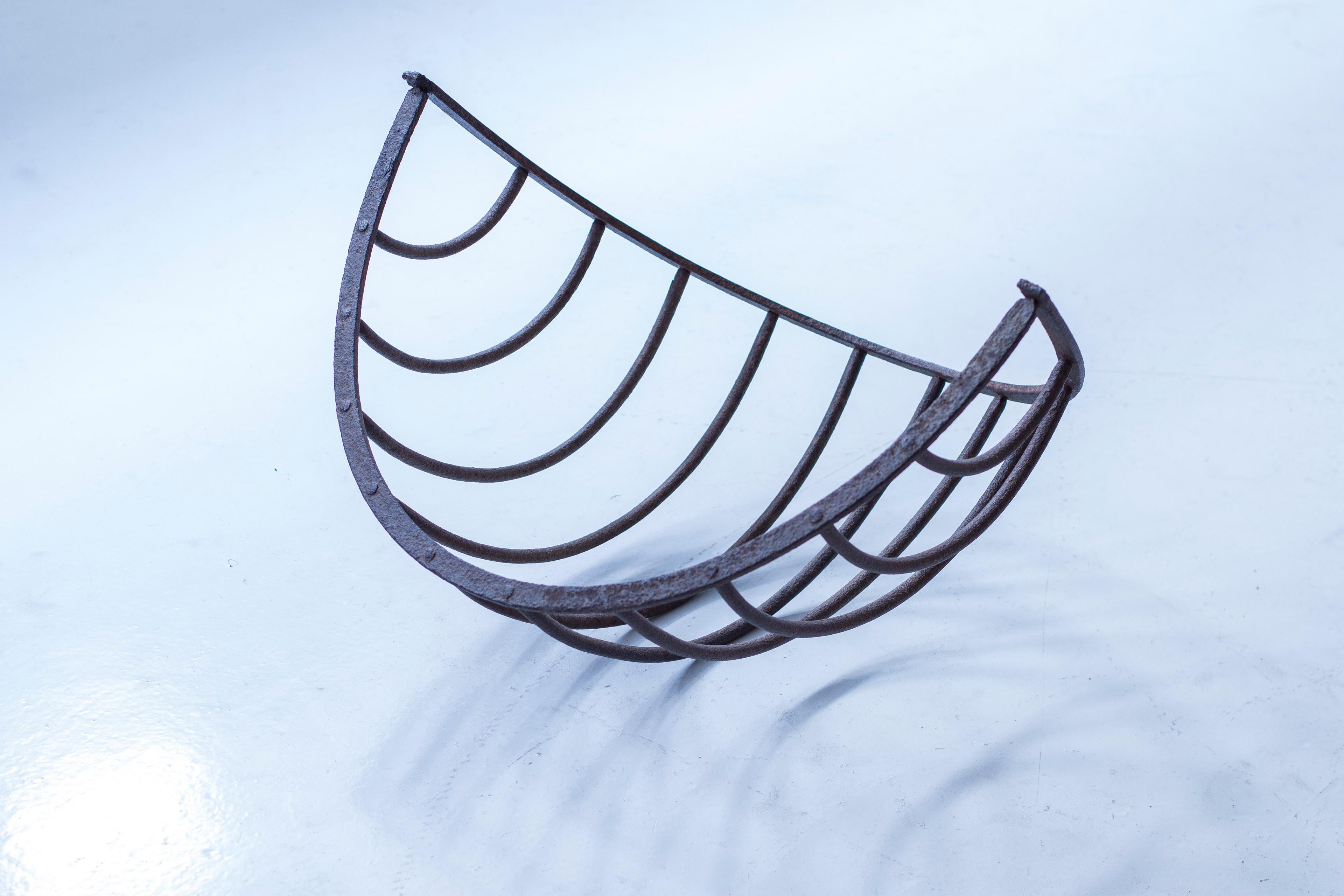 19th century Cast iron basket or sculpture, ready made. graphic For Sale 1