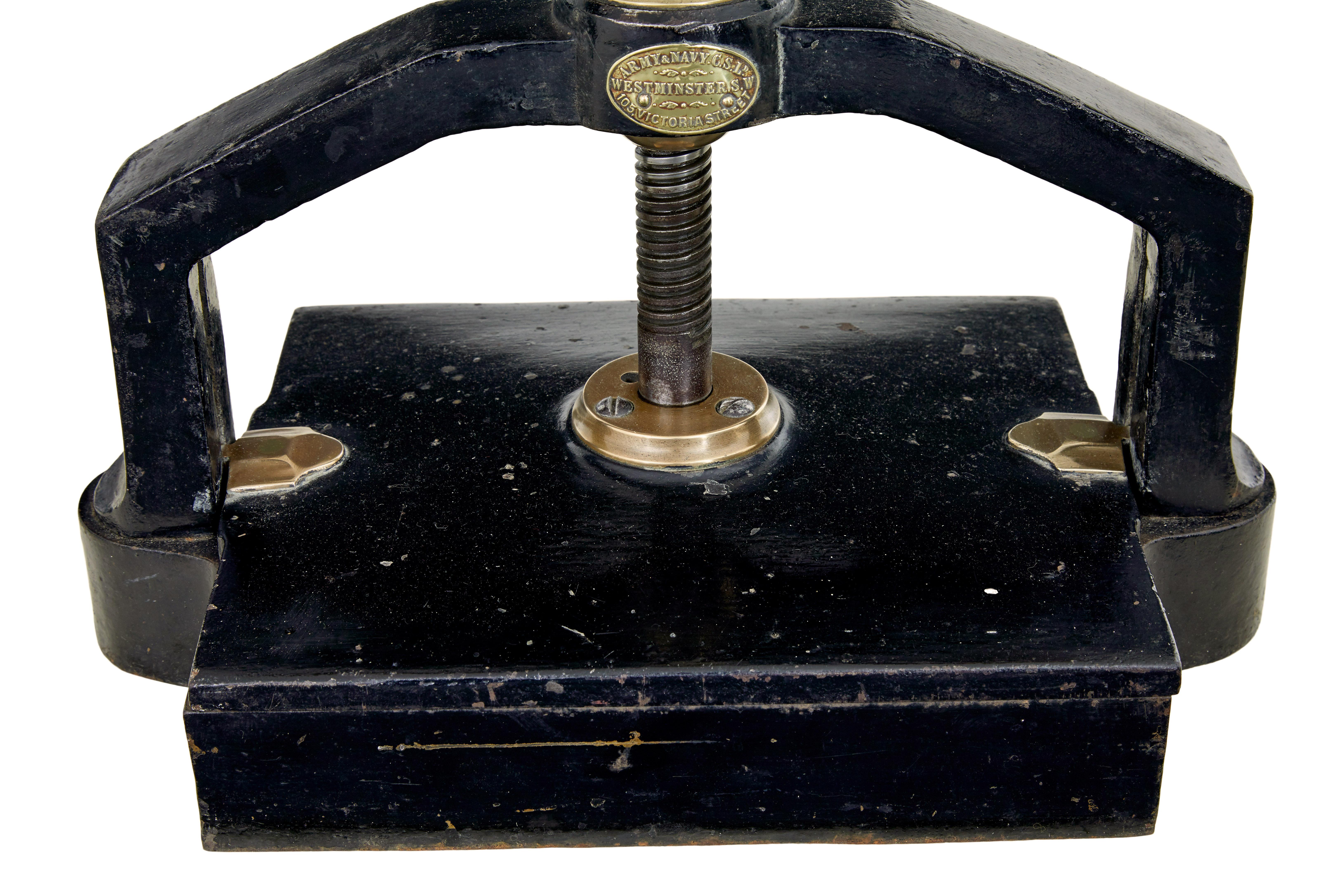 Hand-Crafted 19th Century cast iron book press by Army and Navy CSL
