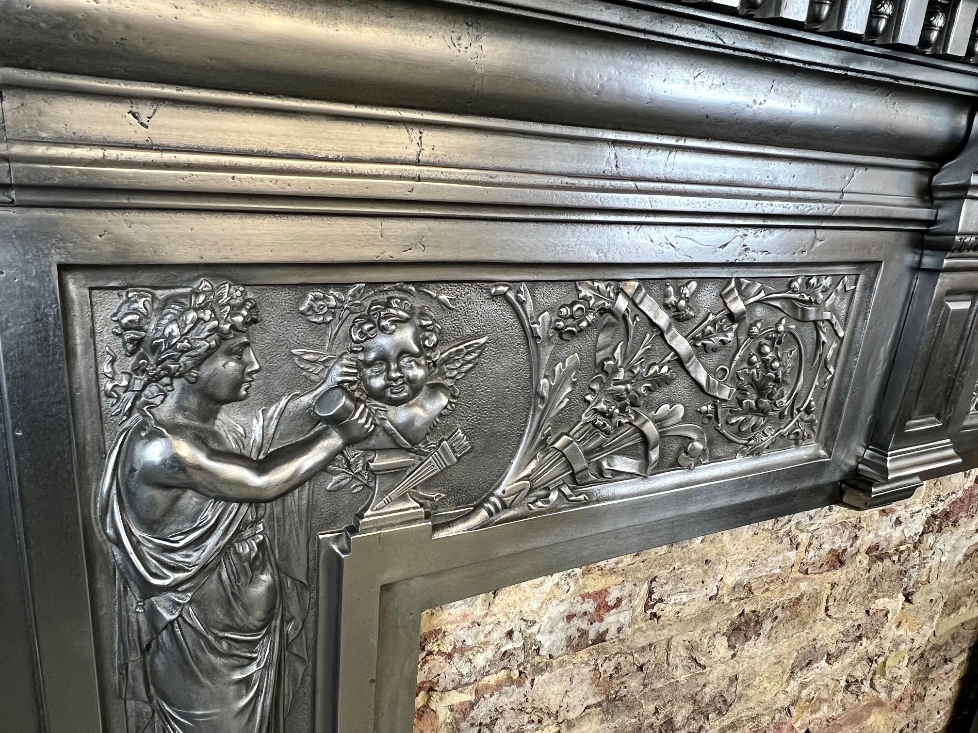 19. Jahrhundert Gusseisen brüniert Mantlepiece Surround im Angebot 3