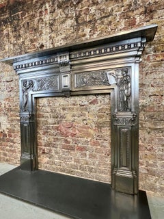19th Century Cast Iron Burnished Mantlepiece Surround