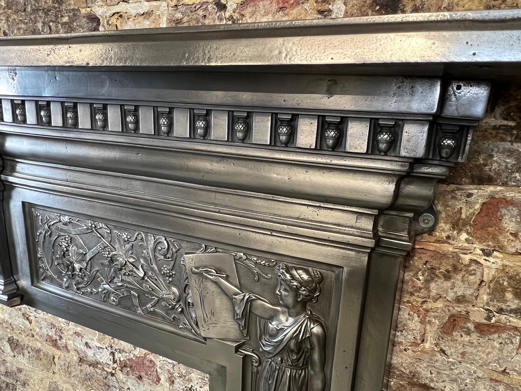 19. Jahrhundert Gusseisen brüniert Mantlepiece Surround (Gegossen) im Angebot