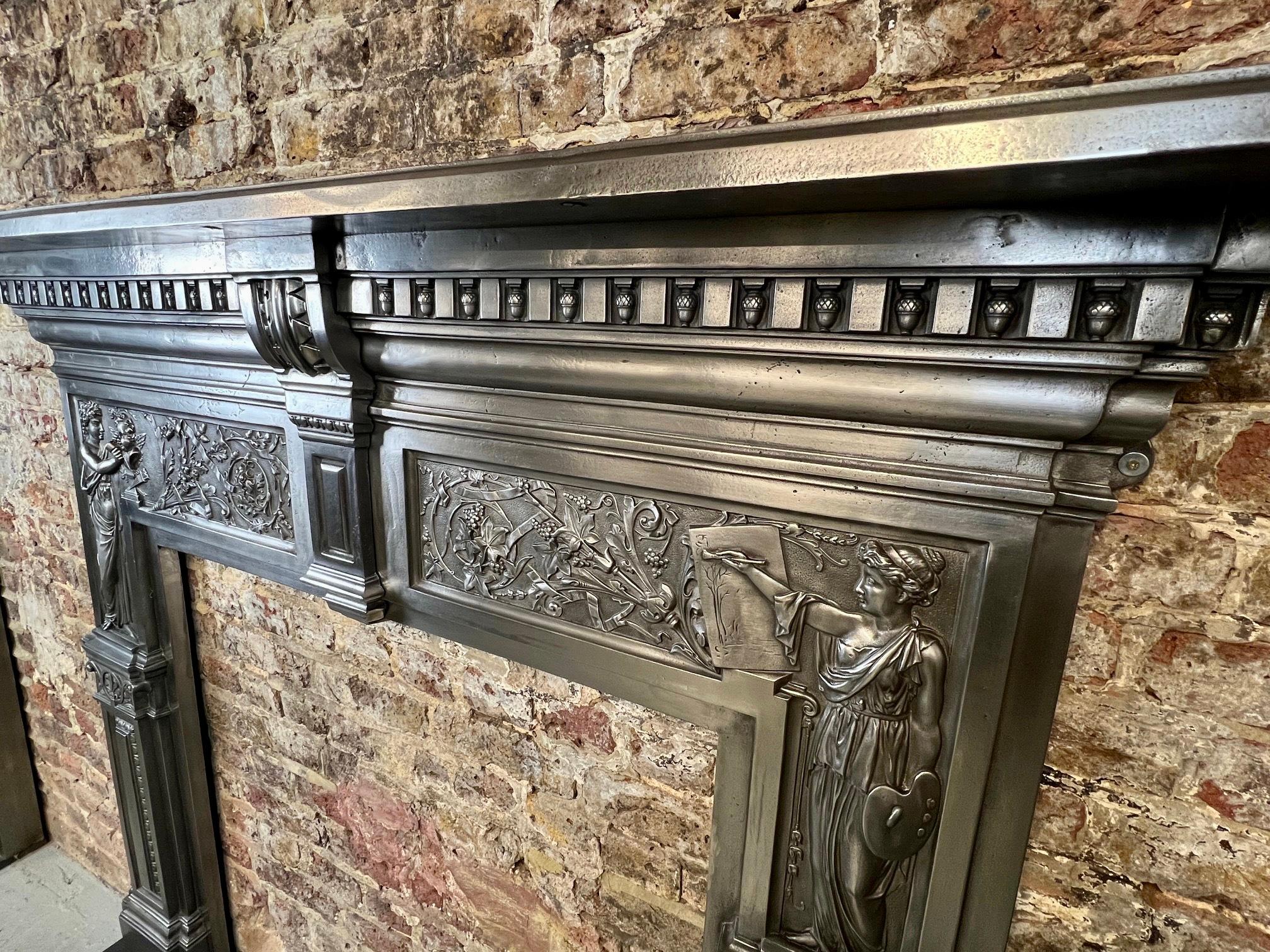 19. Jahrhundert Gusseisen brüniert Mantlepiece Surround (Eisen) im Angebot