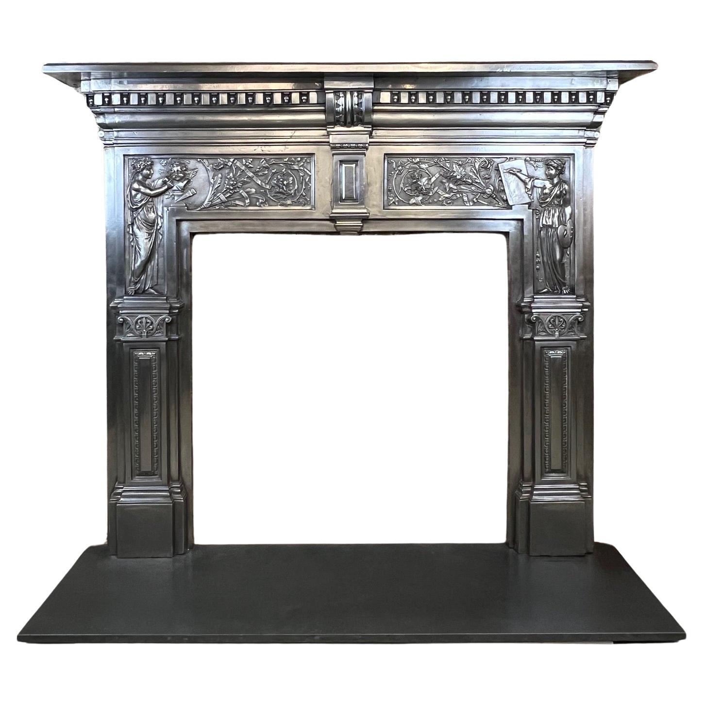 19. Jahrhundert Gusseisen brüniert Mantlepiece Surround im Angebot