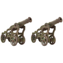 19th Century Victorian Cast Iron Cannons, Garden Ornament