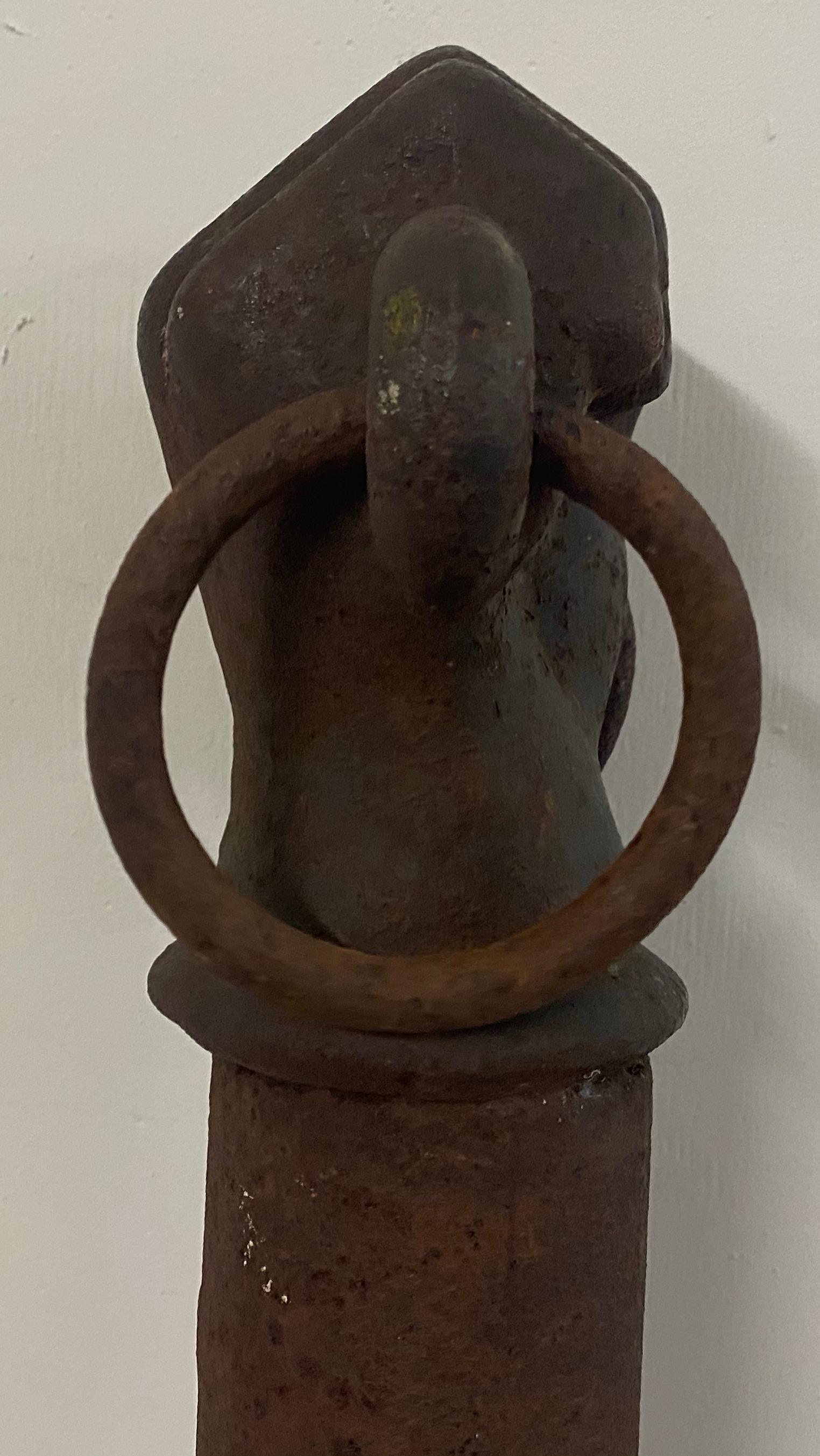 American 19th Century Cast Iron Clinched Fist Hitching Post