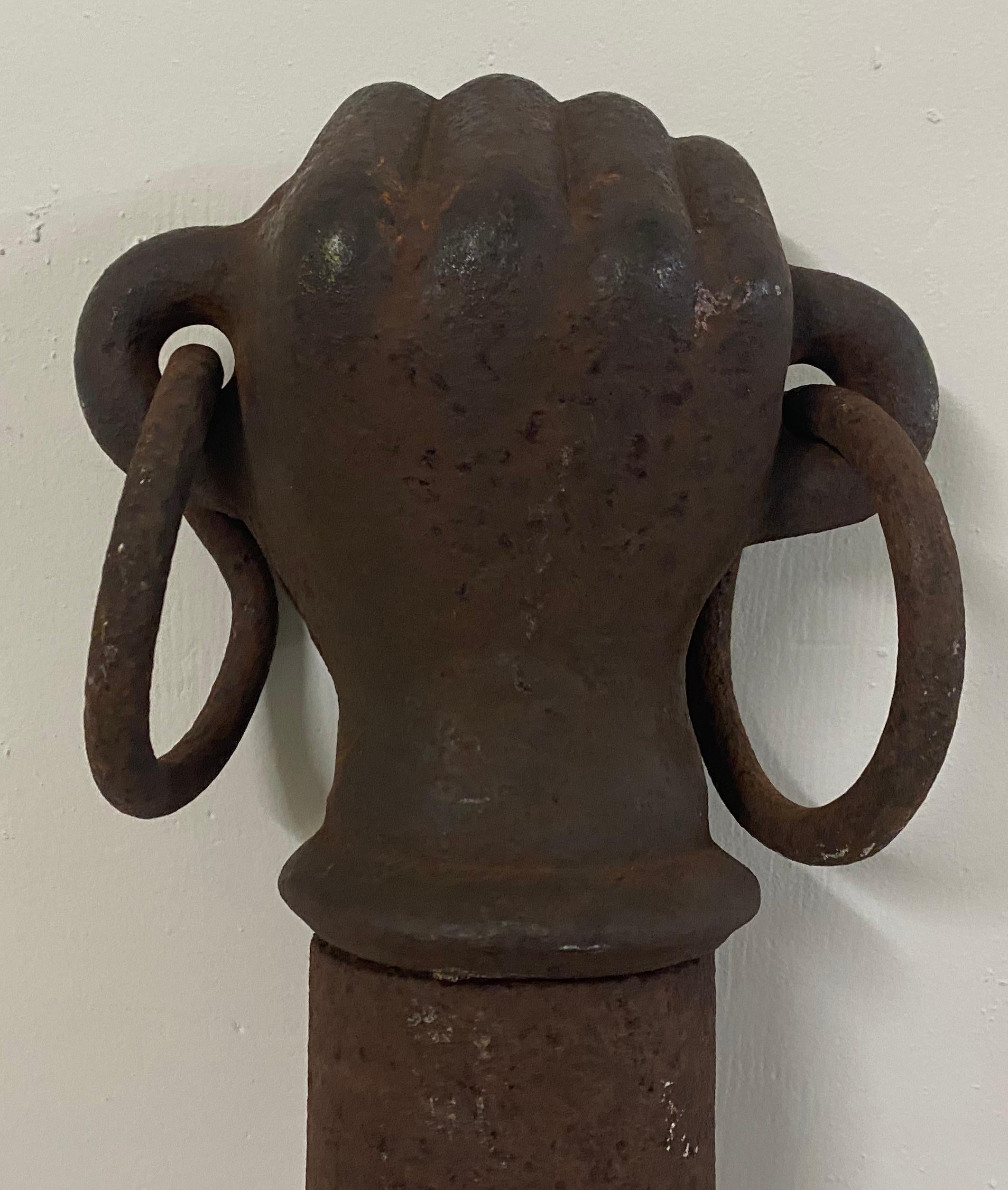 19th Century Cast Iron Clinched Fist Hitching Post In Good Condition In San Francisco, CA