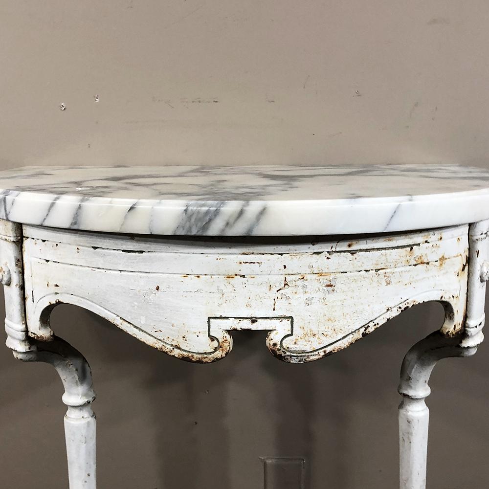 19th Century Cast Iron Demilune Marble Top Console 1