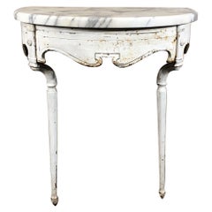 19th Century Cast Iron Demilune Marble Top Console