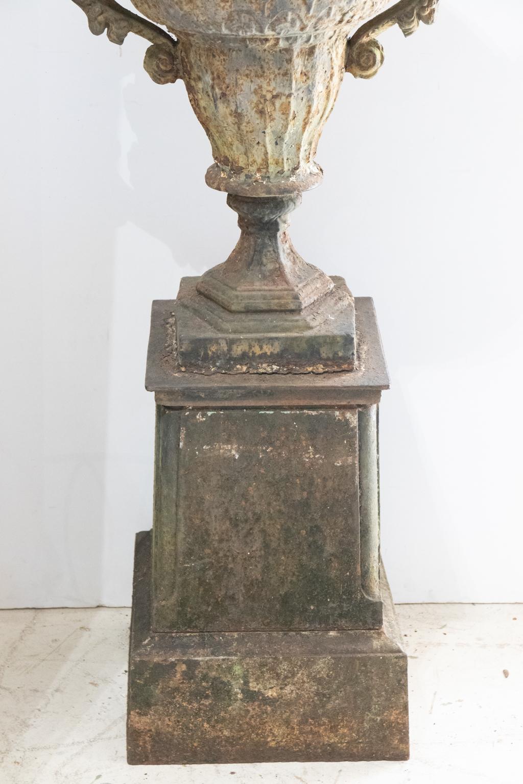 19th Century Cast Iron Double Handle Urn on Base 3