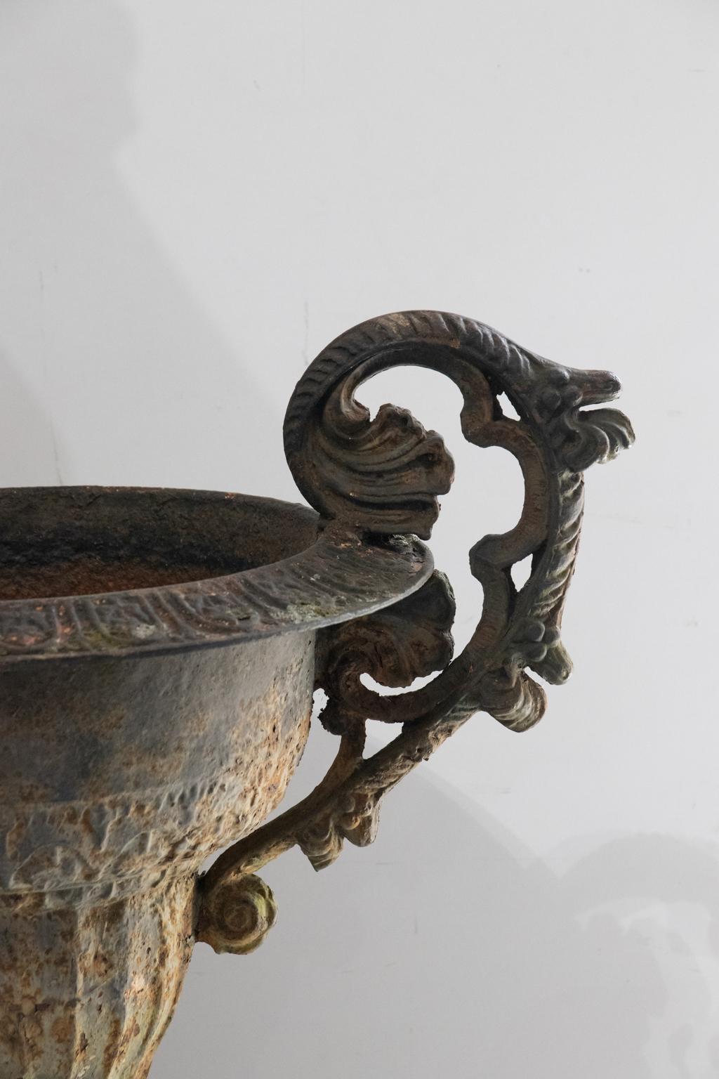 19th Century Cast Iron Double Handle Urn on Base 5