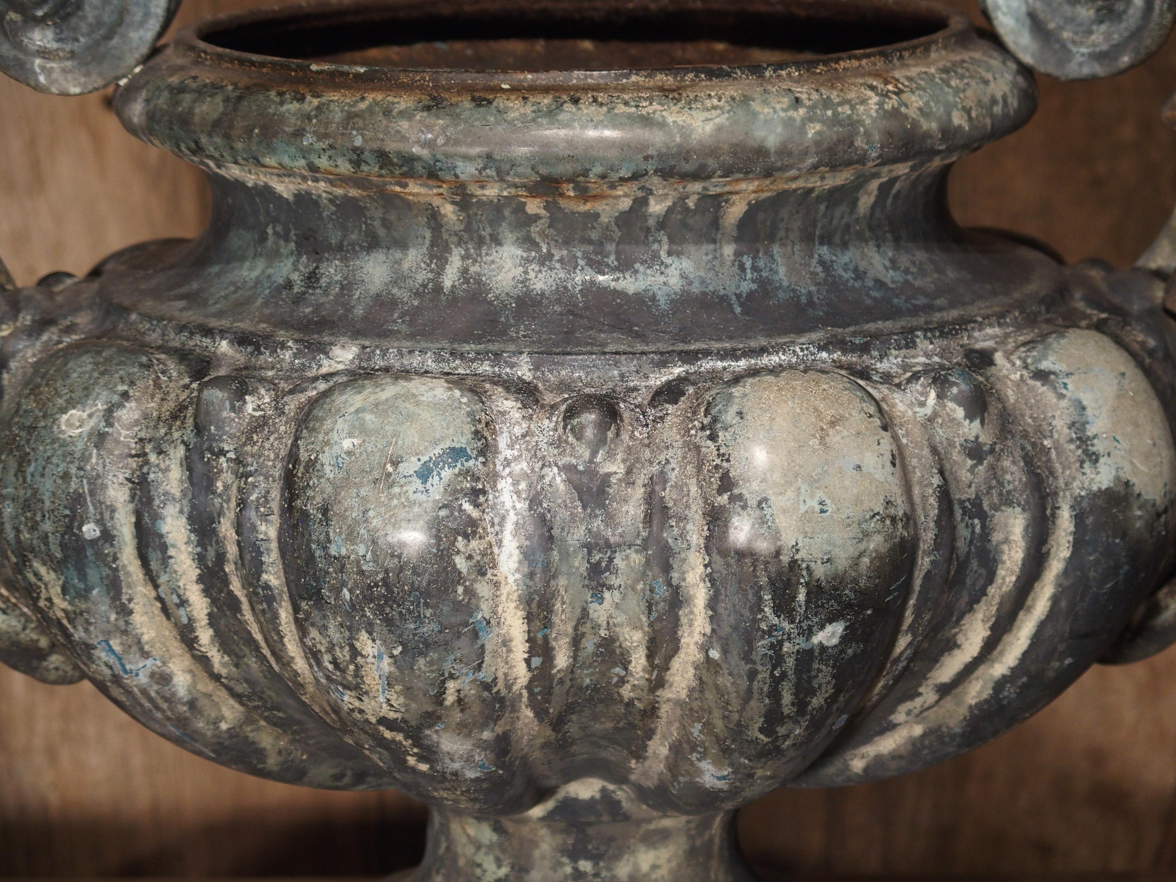 19th Century Cast Iron Enameled Urn from France 1