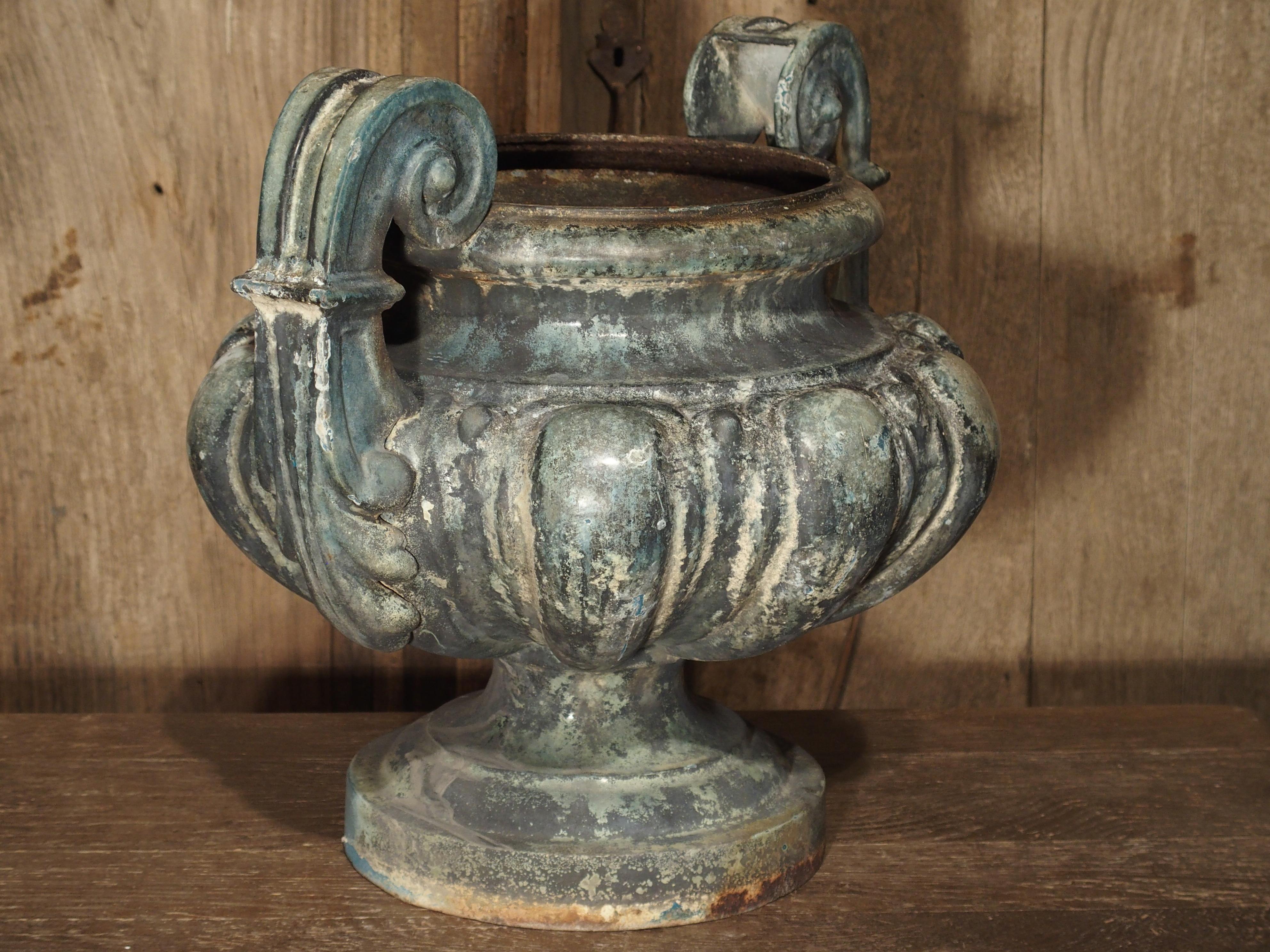 19th Century Cast Iron Enameled Urn from France 2