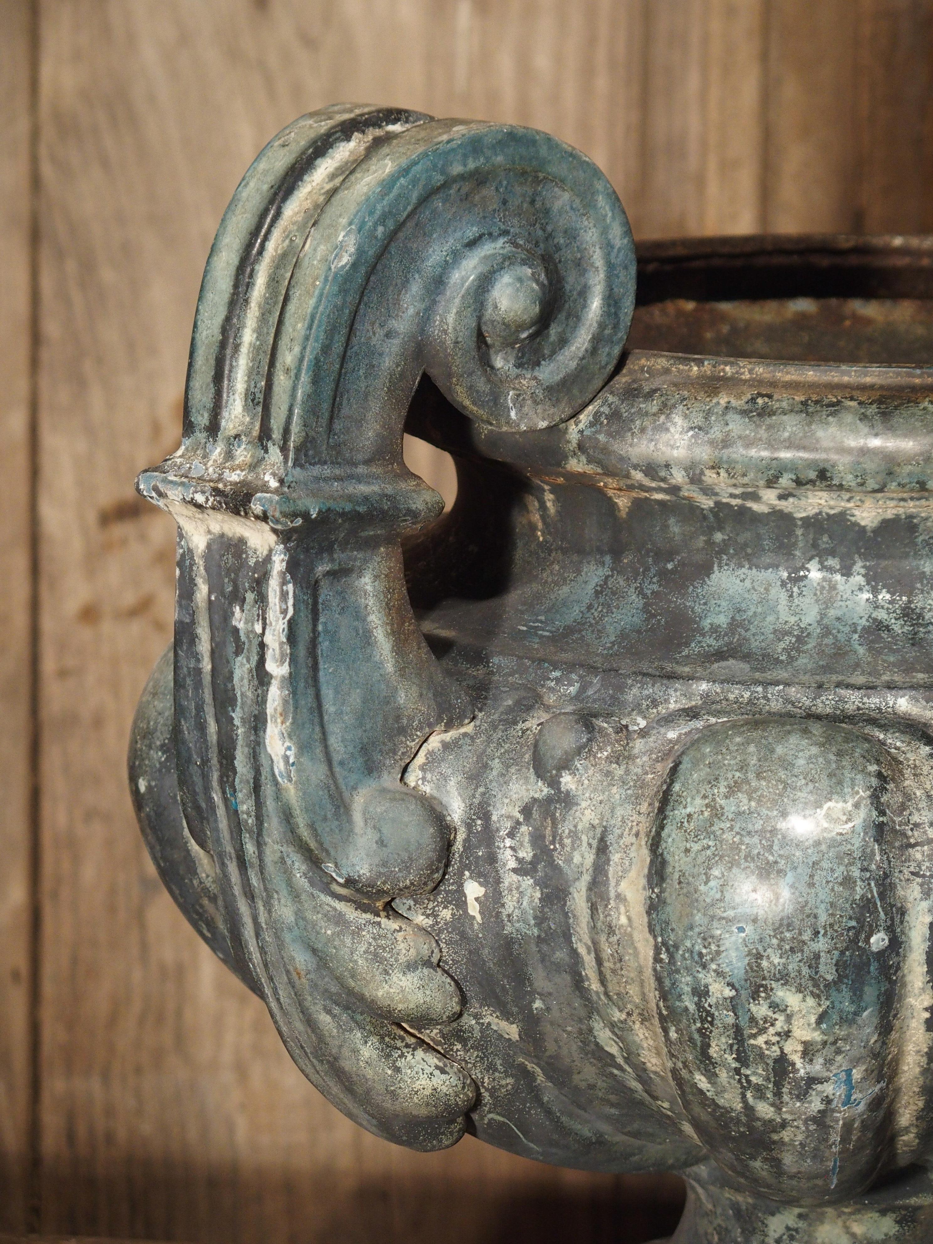 19th Century Cast Iron Enameled Urn from France 3