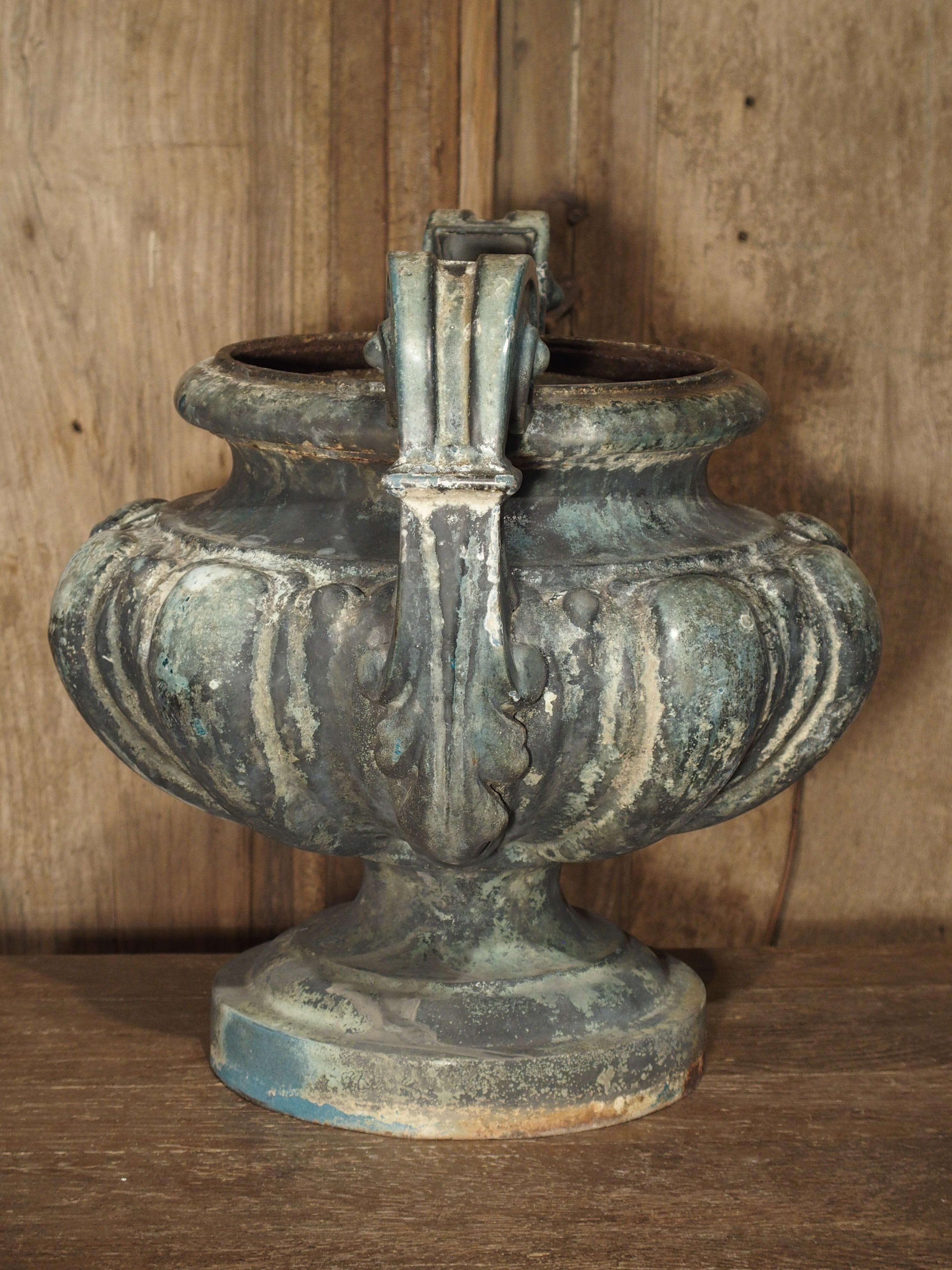 19th Century Cast Iron Enameled Urn from France 4