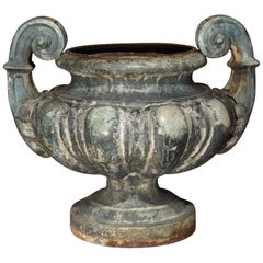 19th Century Cast Iron Enameled Urn from France