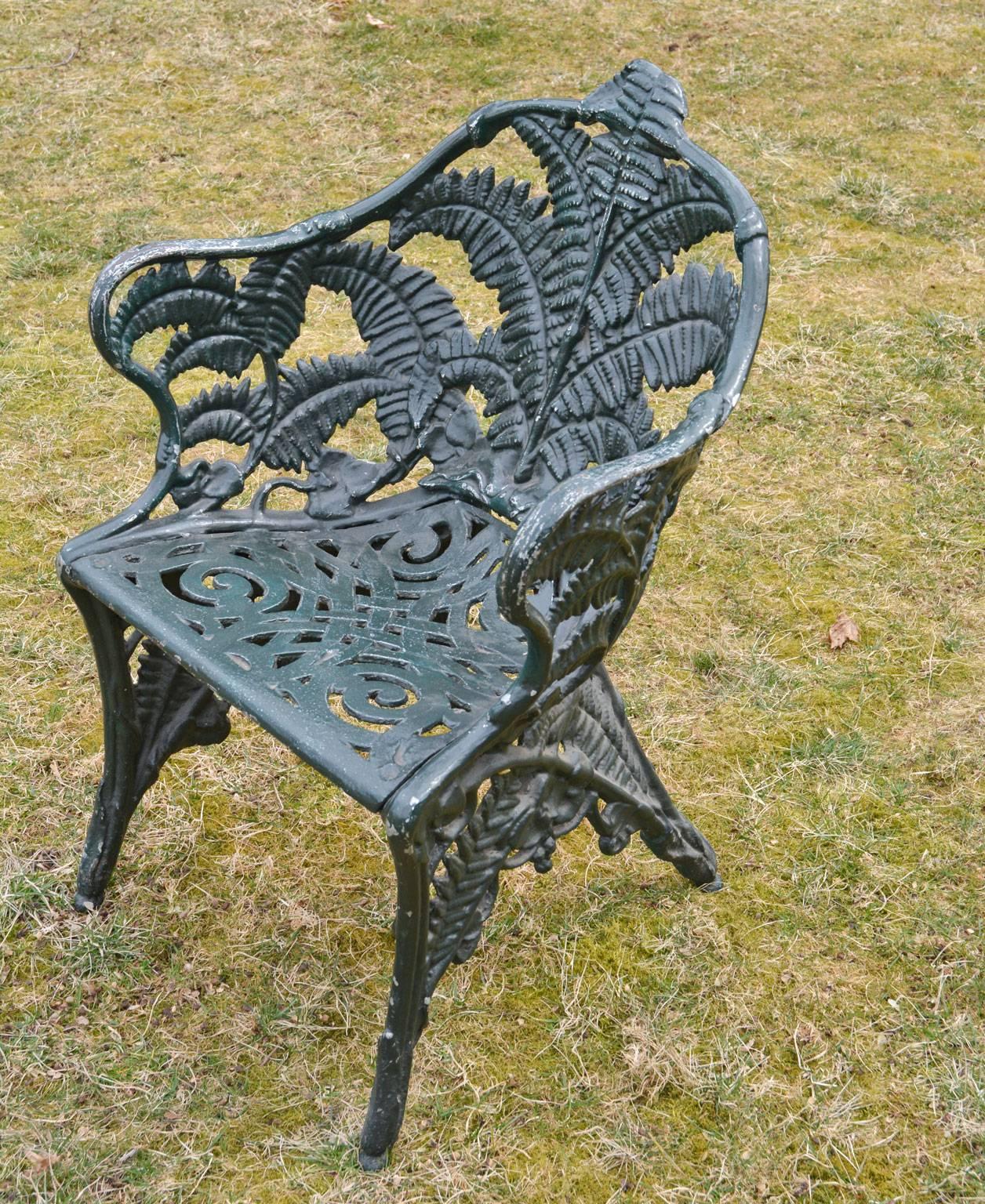 A single cast-iron armchair in the Fern pattern, American, ca. 1880. 35.5 ins. high, 26 ins. wide, 22 ins. deep.
Provenance: The Metropolitan Museum of Art