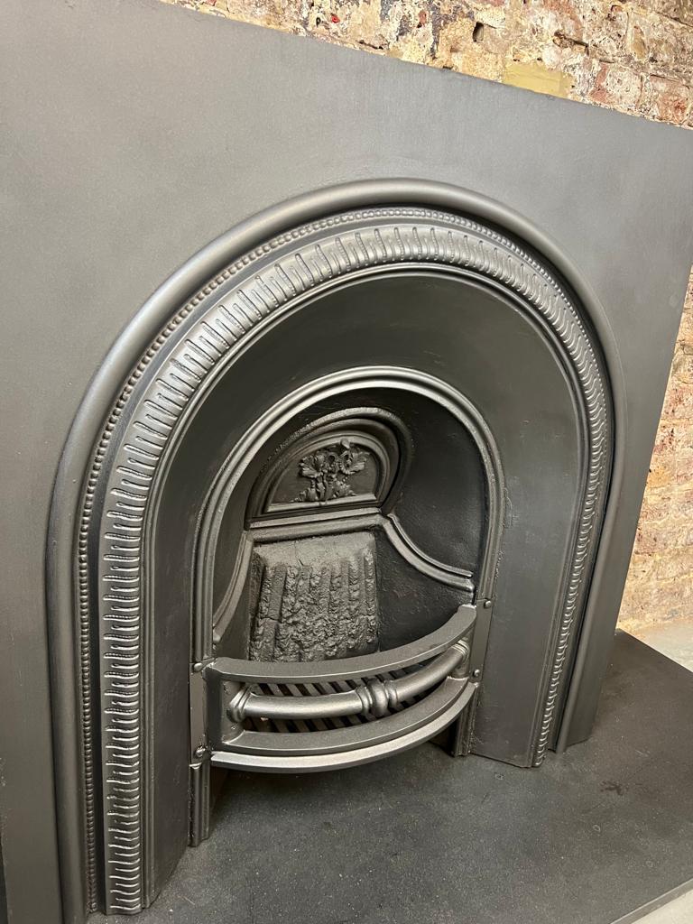 Blackened 19th Century Cast Iron Fireplace Insert