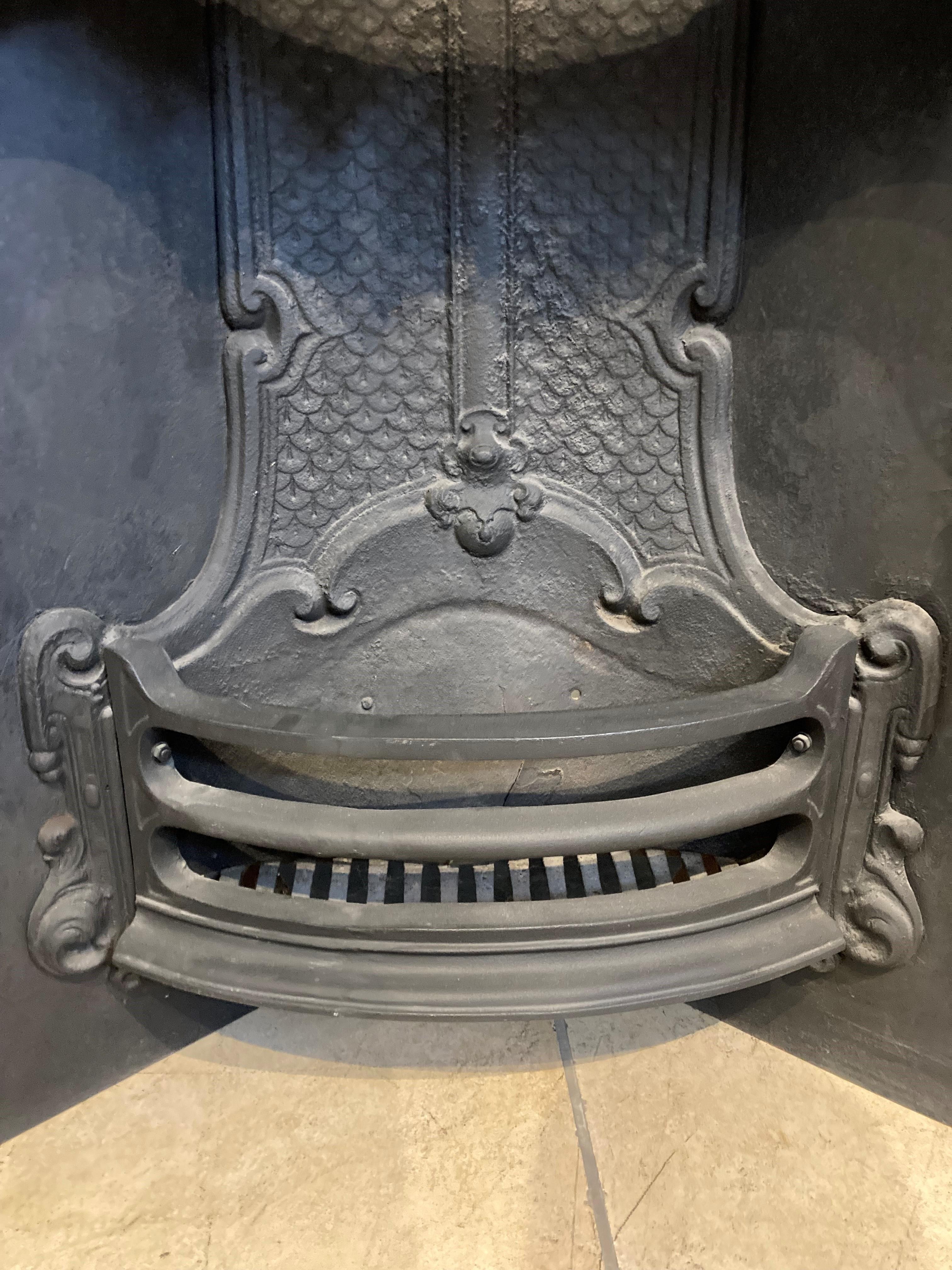 Blackened 19th Century Cast Iron Fireplace Insert